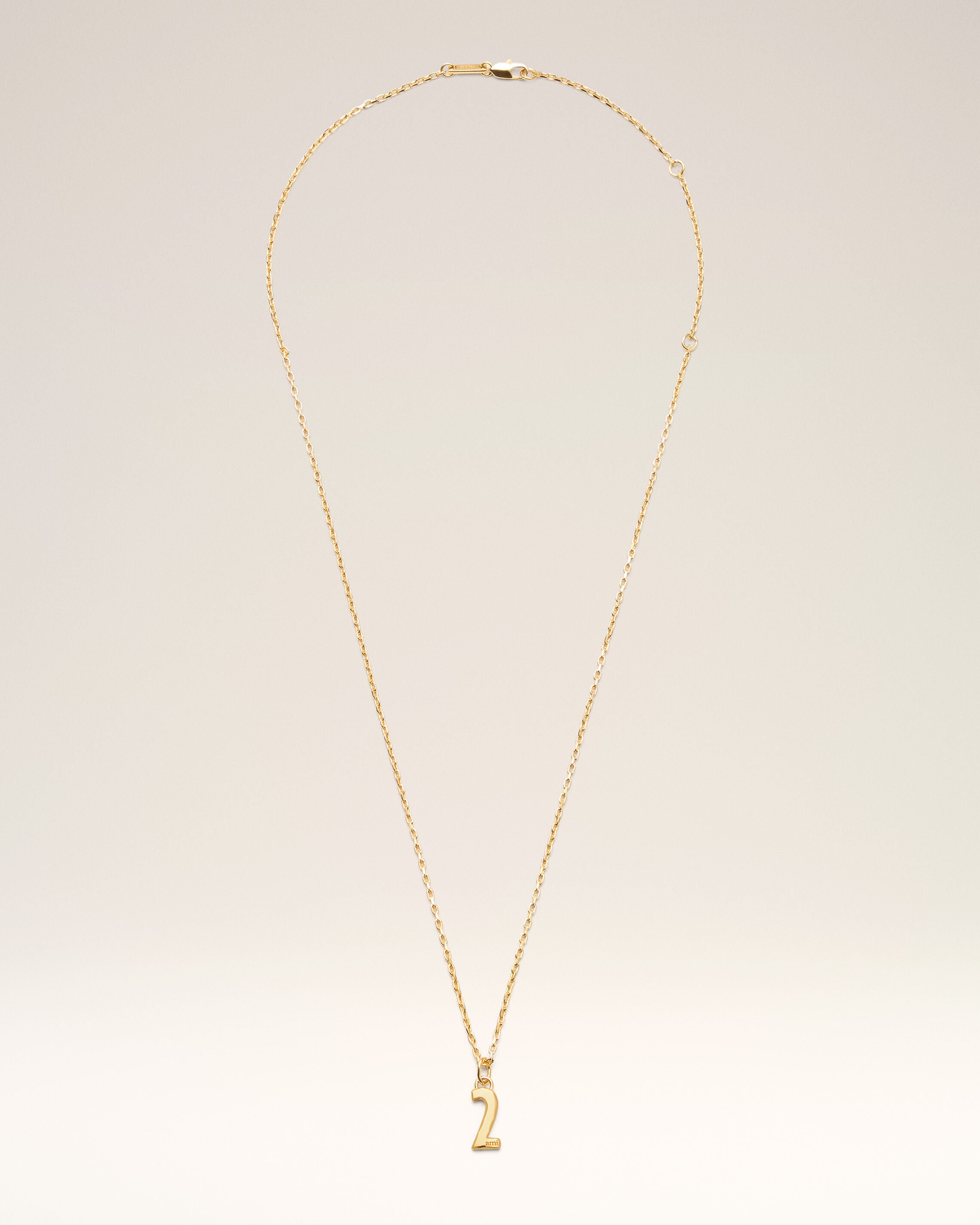 GOLD Gold Brass Hammered "2" Pendant Necklace | Ami Paris