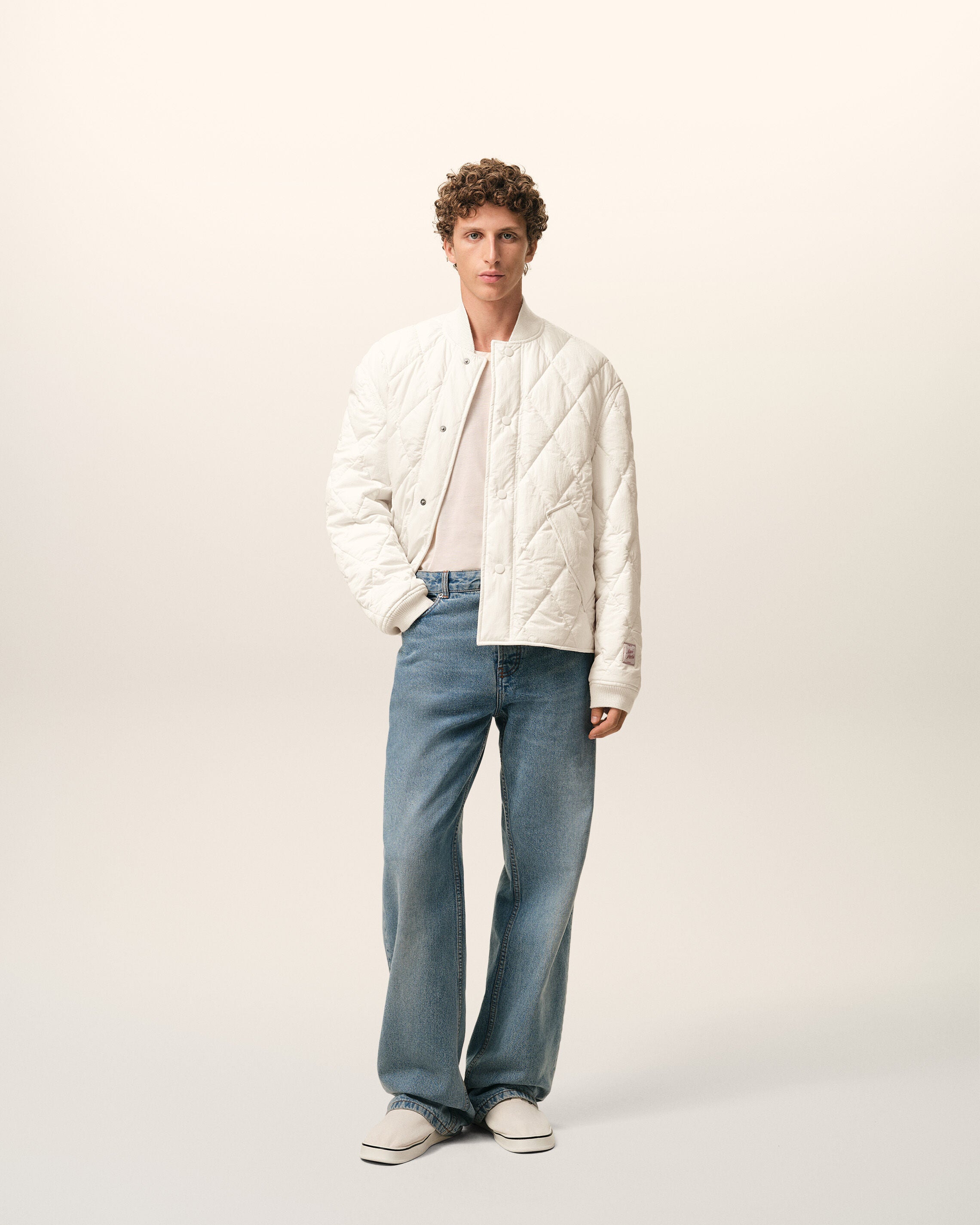 WHITE CREAM White Nylon Padded Jacket | Ami Paris