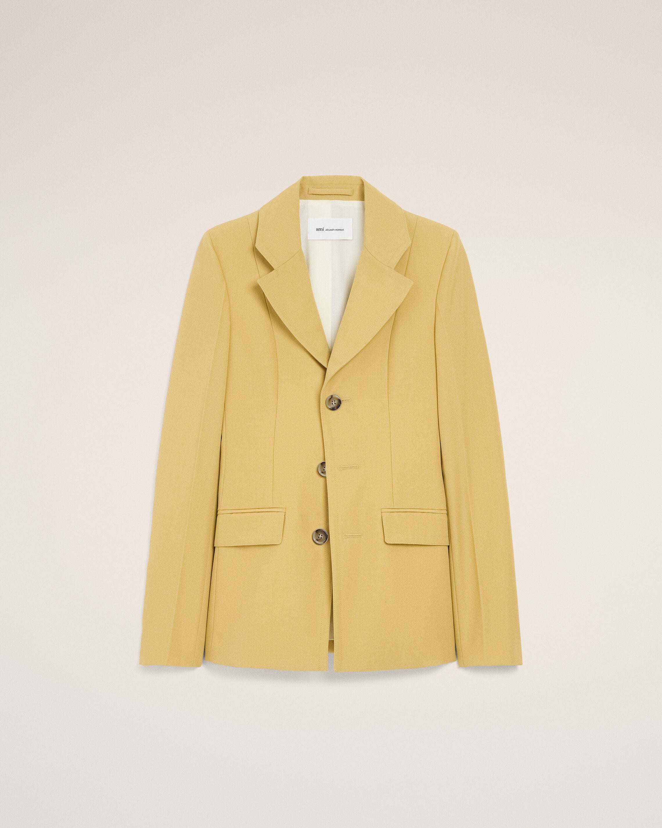 YELLOW PASTEL Yellow New Wool Single Breasted Fitted Jacket | Ami Paris