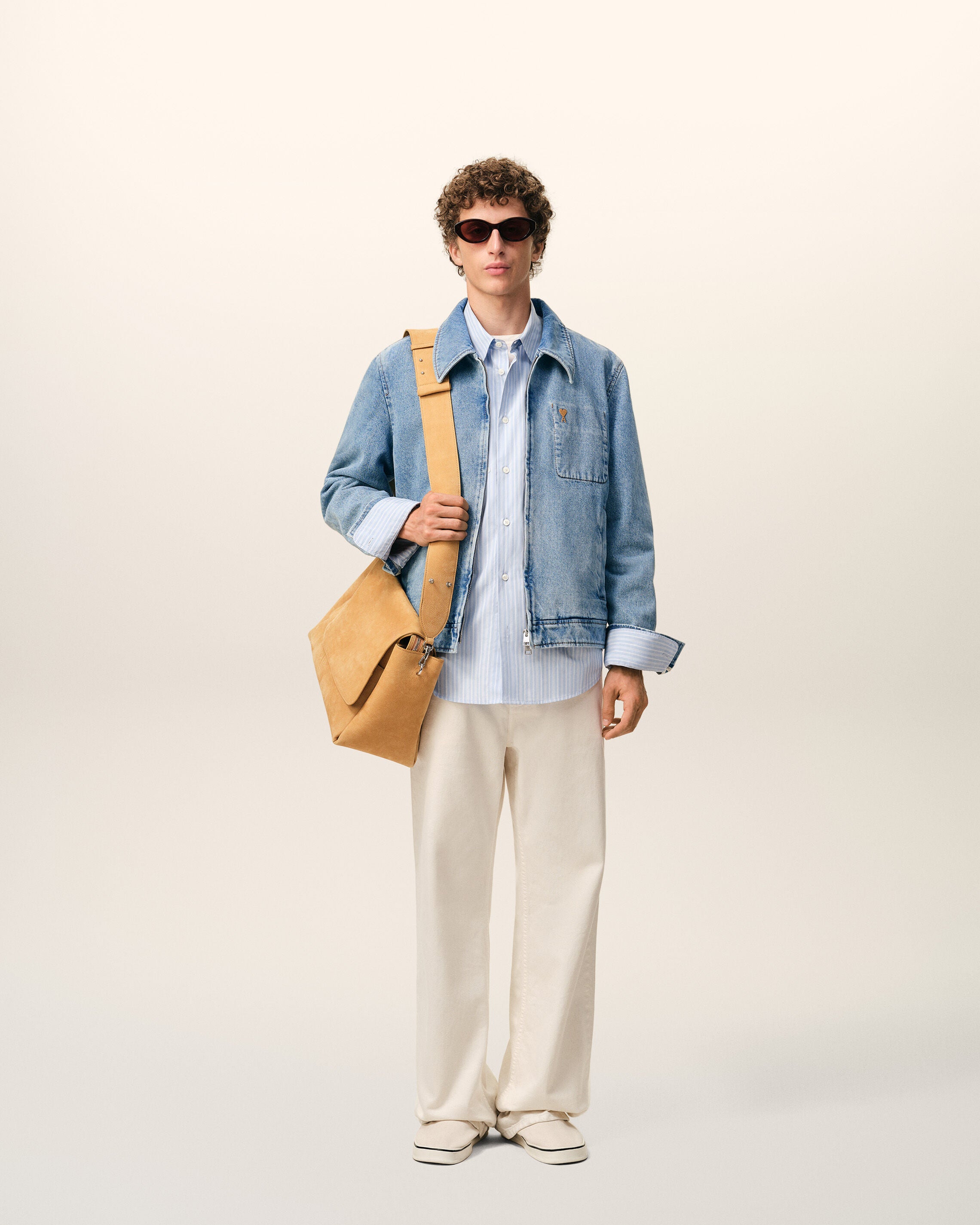 USED BLUE Blue Cotton Ami De Coeur Zipped Jacket | AMI PARIS