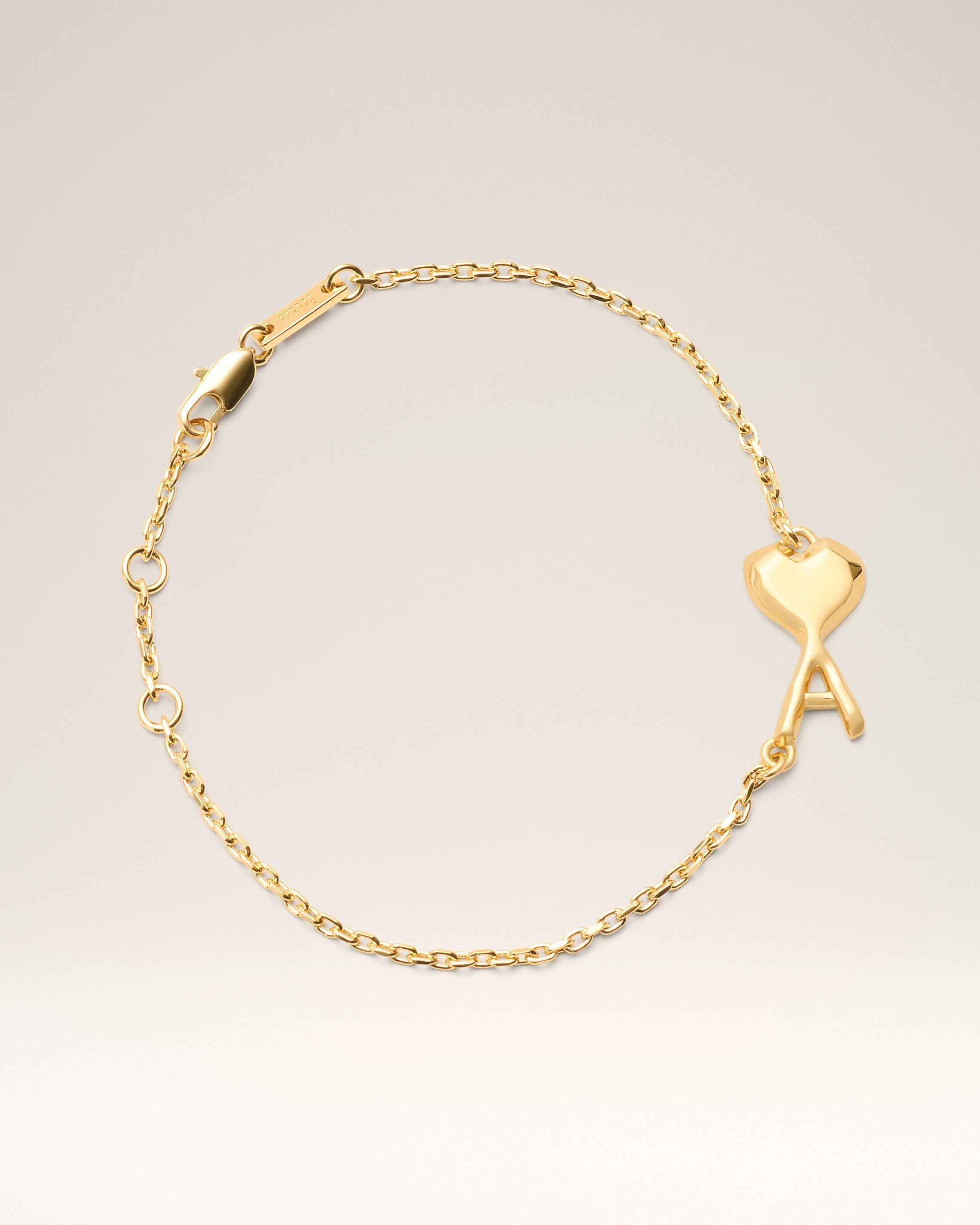 GOLD Gold Brass Thin Hammered Ami De Coeur Bracelet | Ami Paris