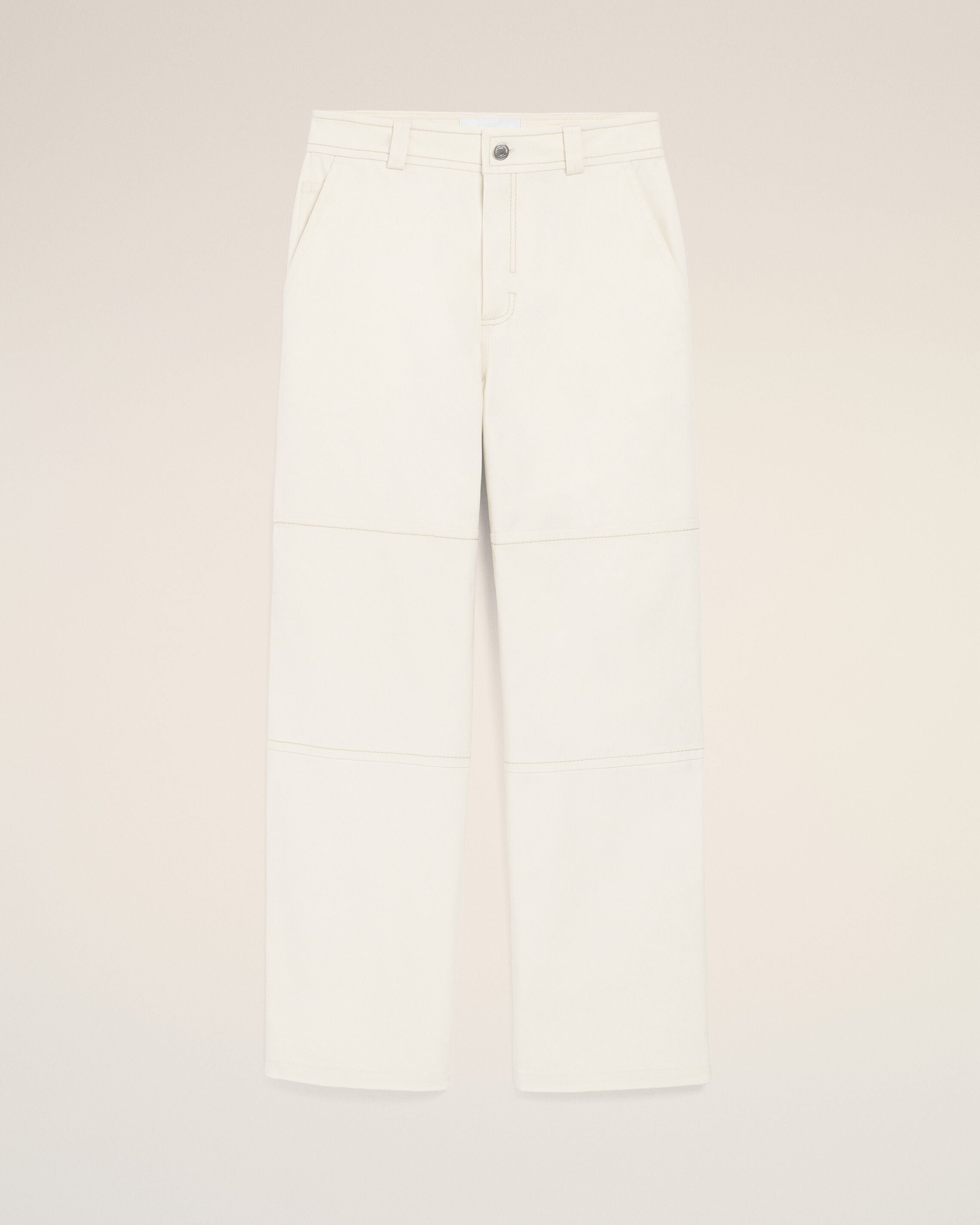 WHITE CREAM White Cotton Worker Trousers | Ami Paris