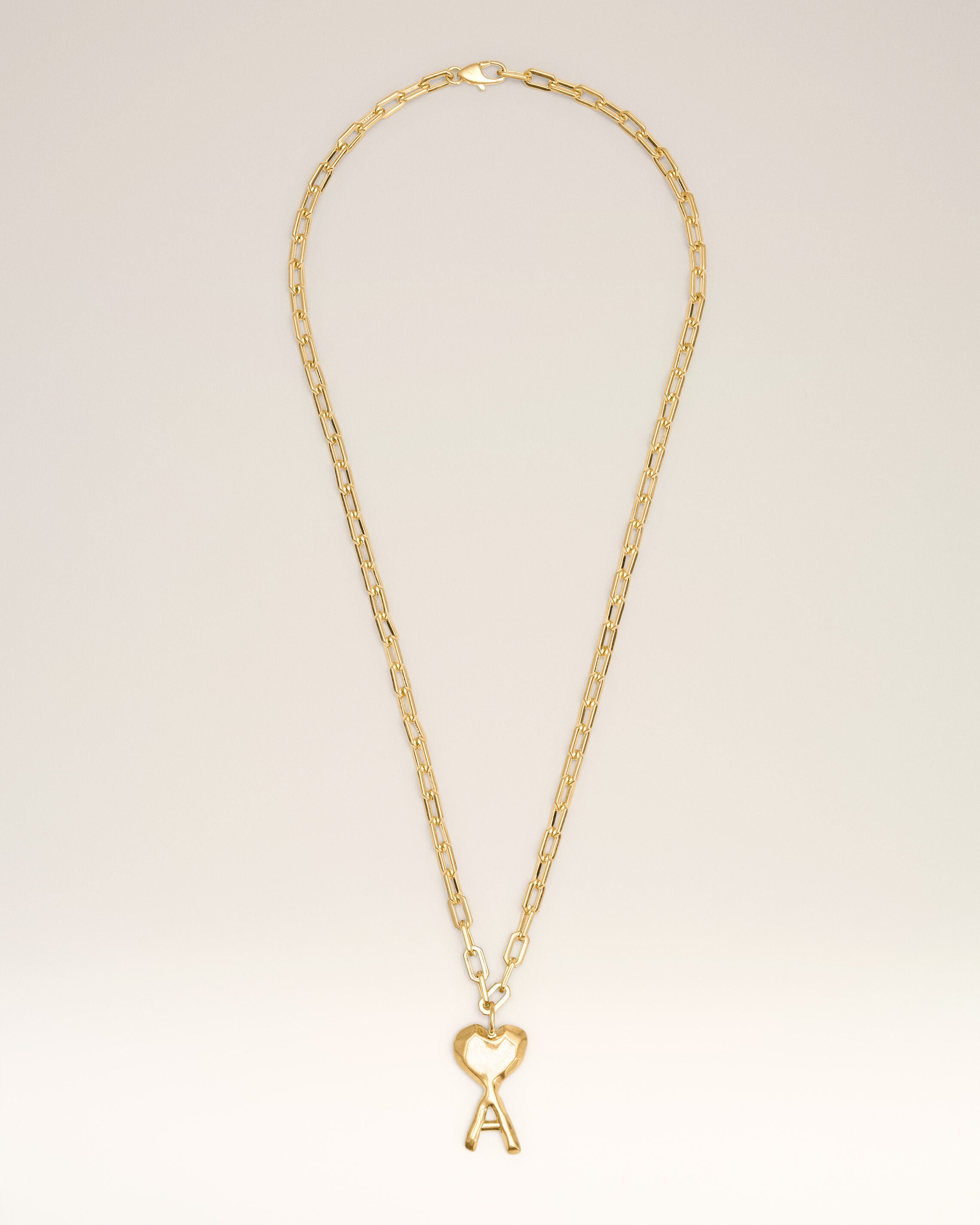 GOLD Gold Brass Hammered Ami De Coeur Necklace | AMI PARIS