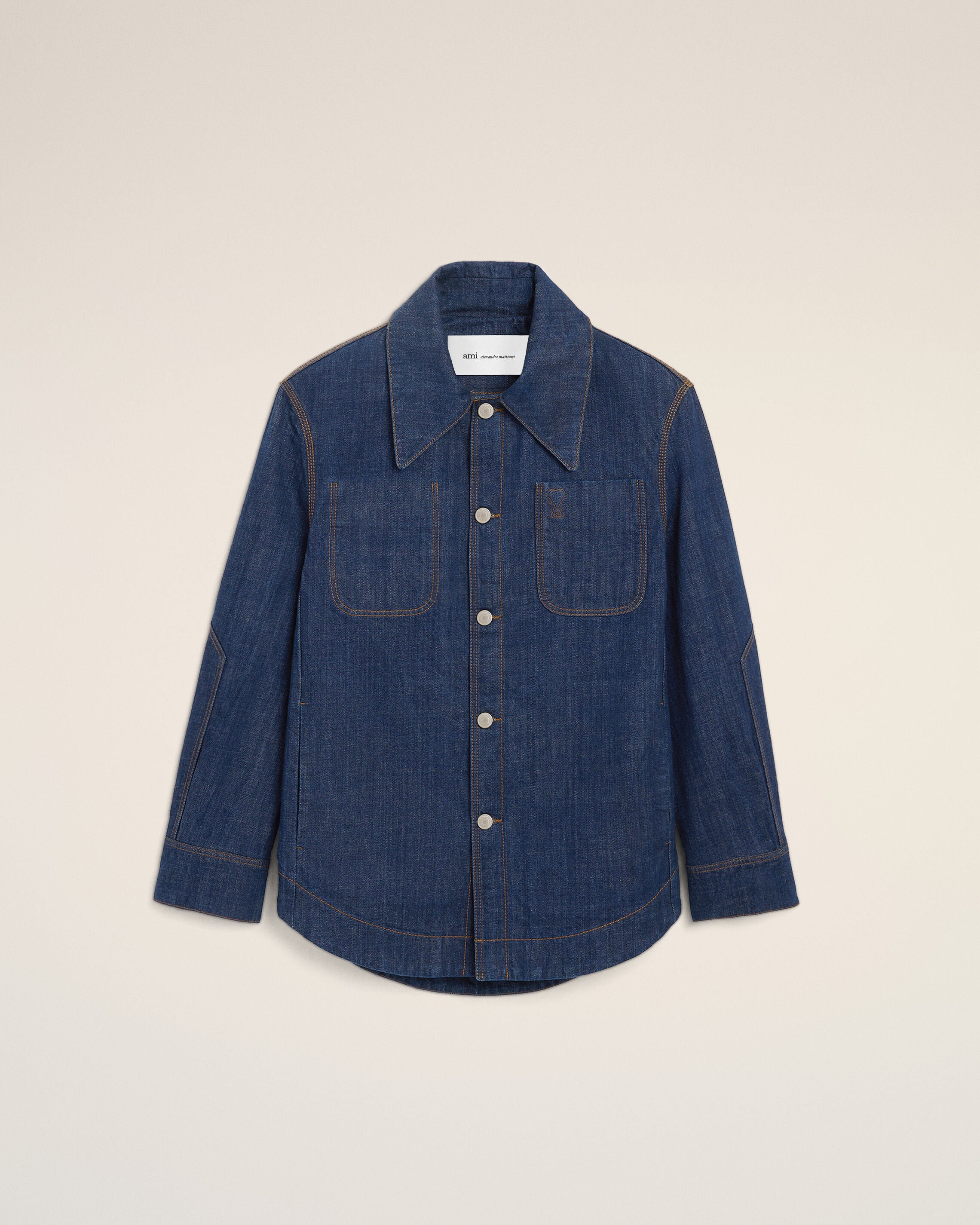 INDIGO Blue Cotton Ami De Coeur Worker Worker Overshirt | Ami Paris