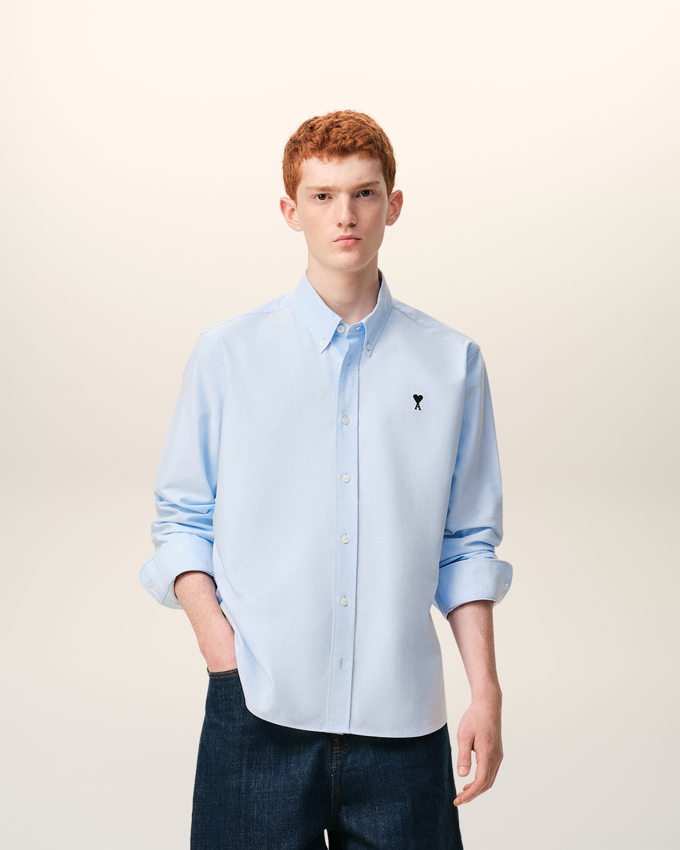 SKY BLUE Blue Cotton Button Down Ami De Coeur Shirt | AMI PARIS