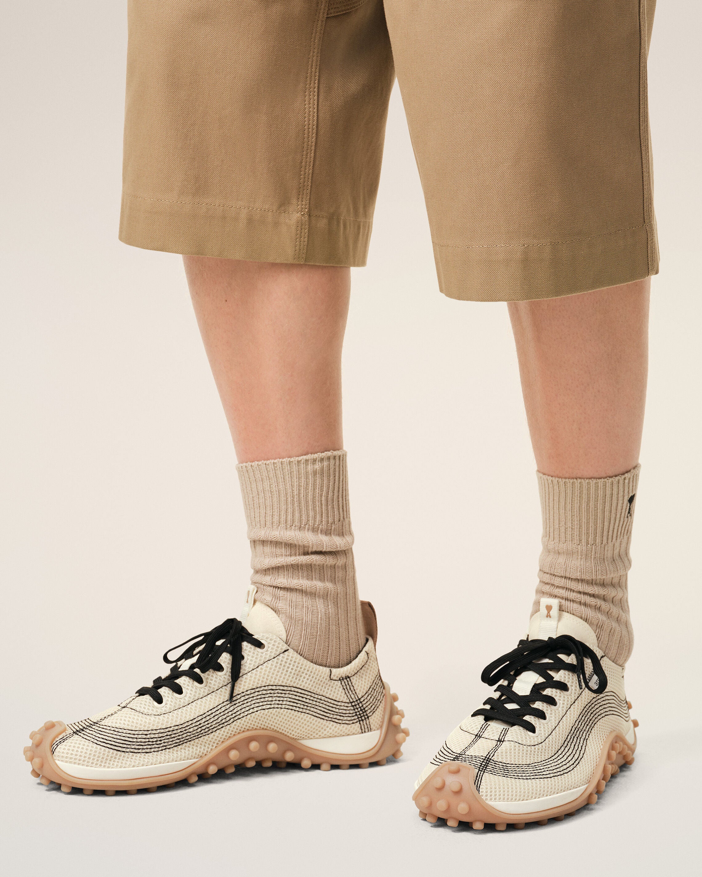 WHITE CREAM White Mesh Mirage Sneakers | Ami Paris