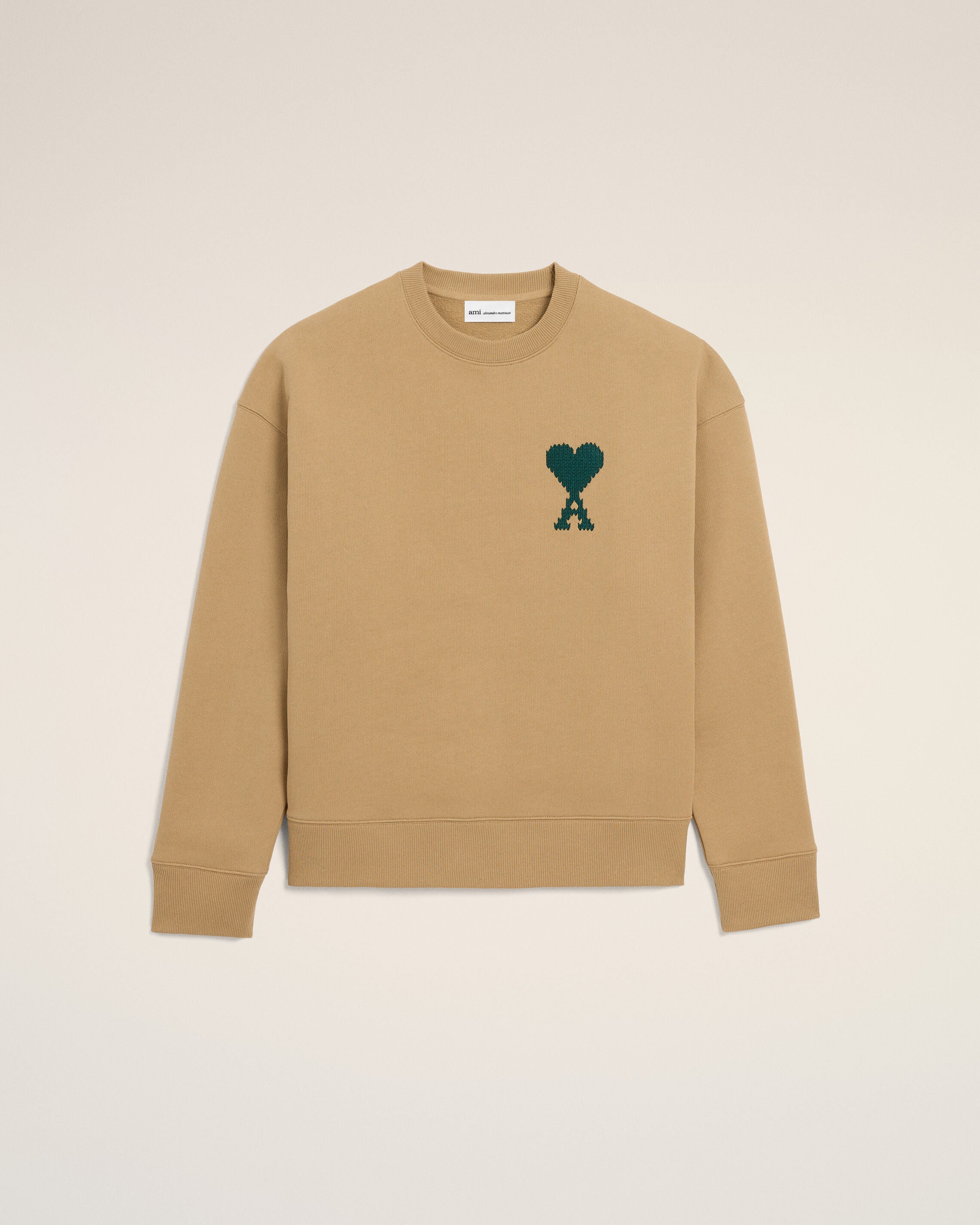 CAMEL / EVERGREEN Beige Cotton Ami De Coeur Sweatshirt | Ami Paris
