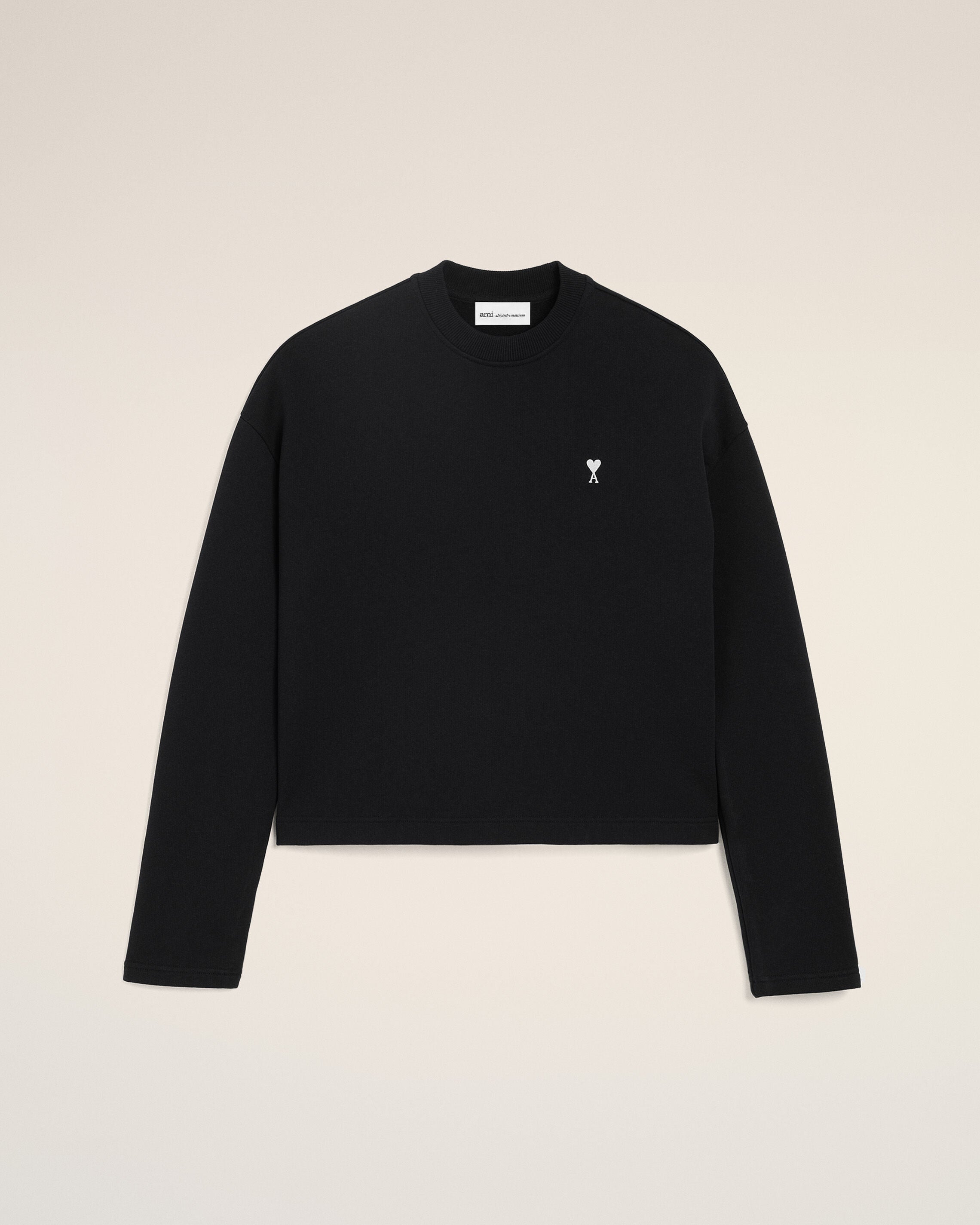 BLACK/WHITE CREAM Black Cotton Ami De Coeur Cropped Sweatshirt | Ami Paris