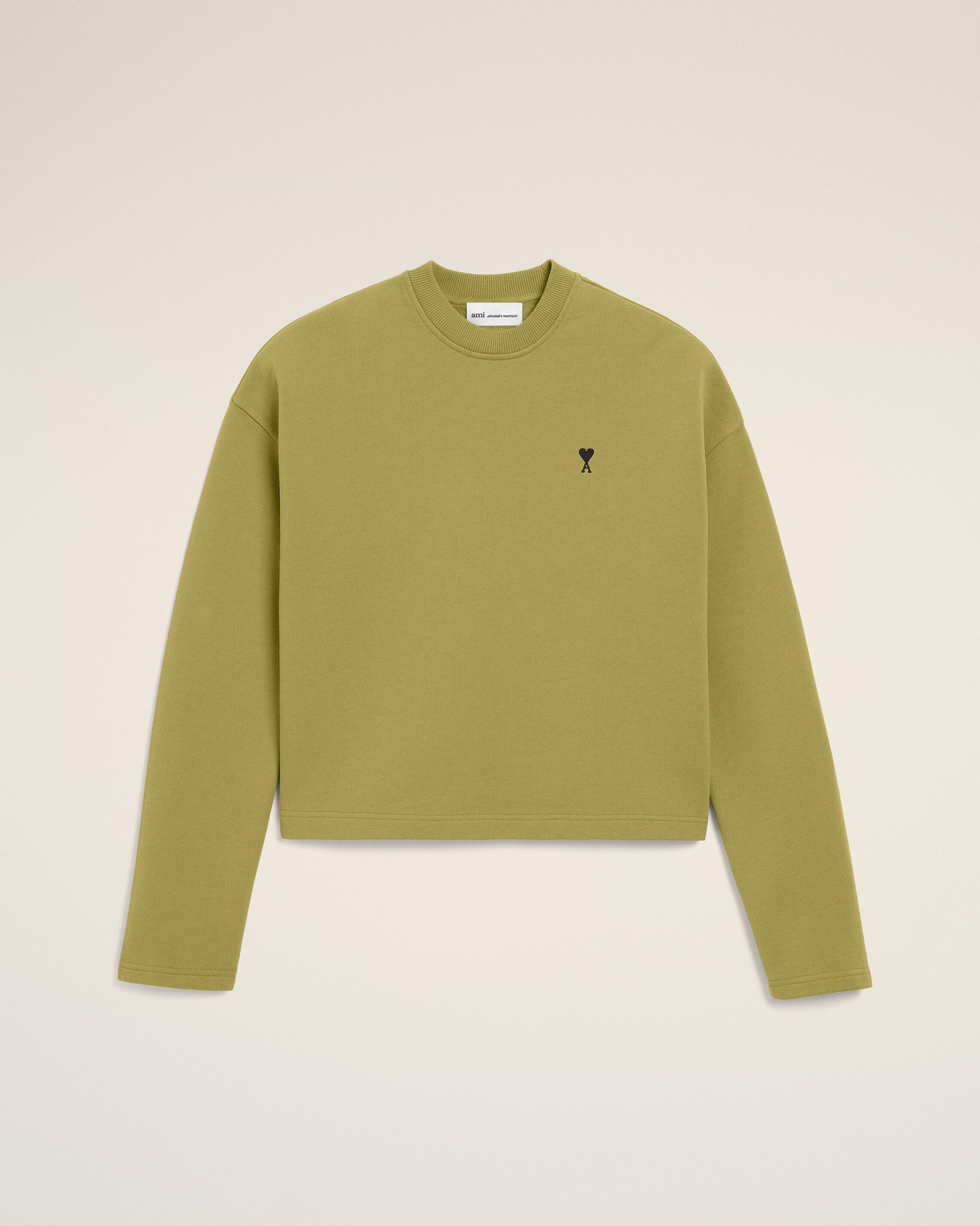 MATCHA Green Cotton Ami De Coeur Cropped Sweatshirt | Ami Paris