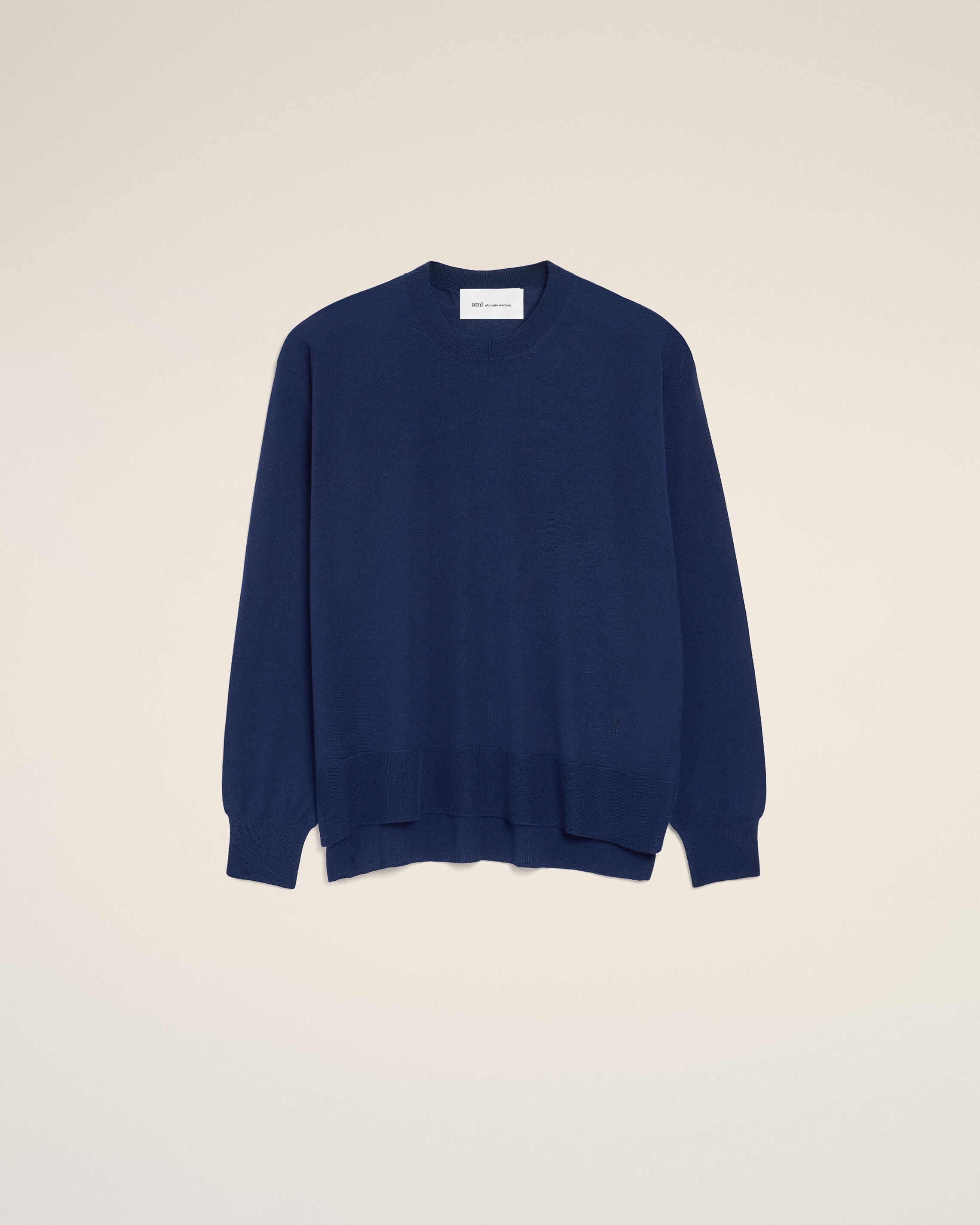 INK Bleu Thin Wool Crewneck Ami De Coeur Sweater | Ami Paris