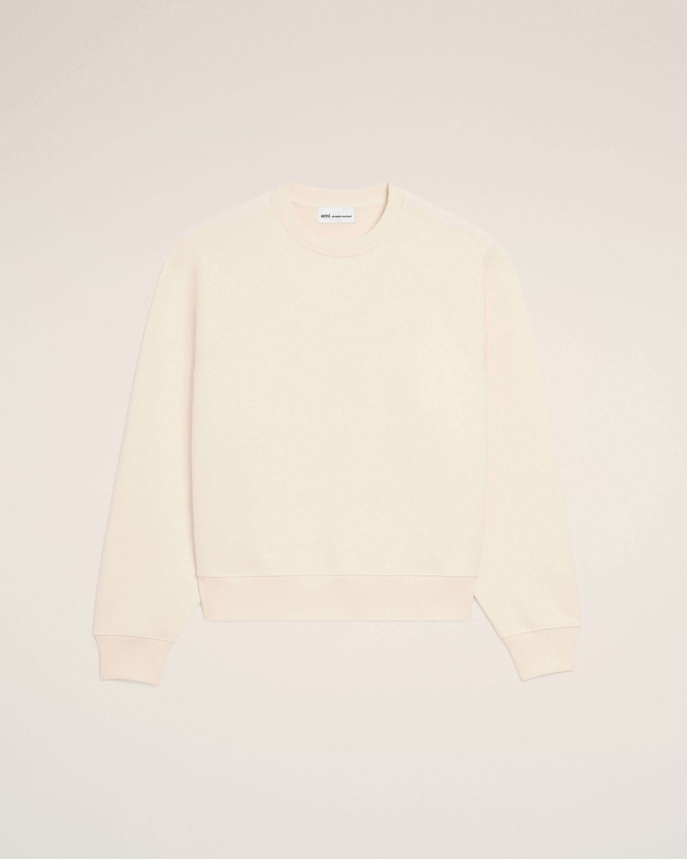 WHITE CREAM White Cotton Embossed Ami De Coeur Sweatshirt | Ami Paris