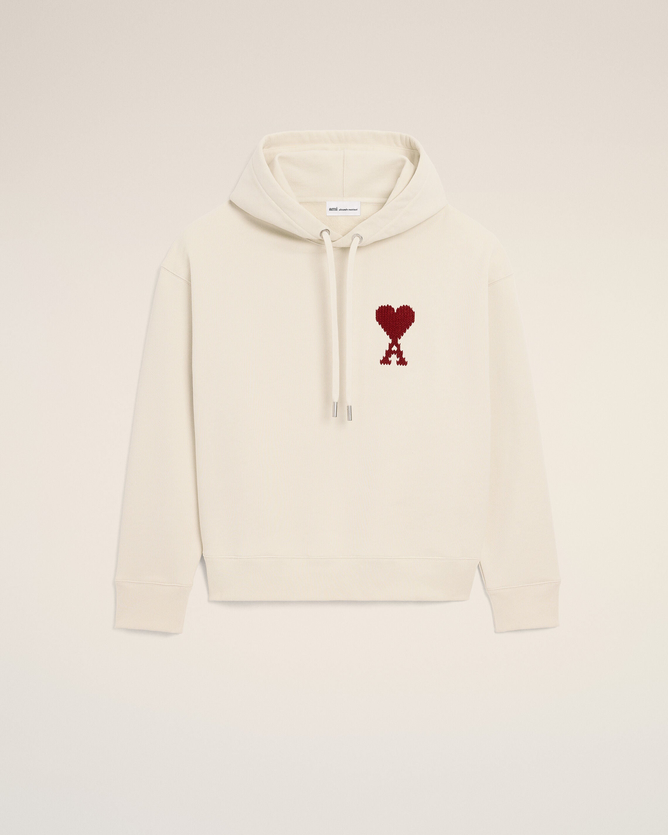 MOONLIGHT / SUNSET RED White Cotton Ami De Coeur Hoodie | Ami Paris
