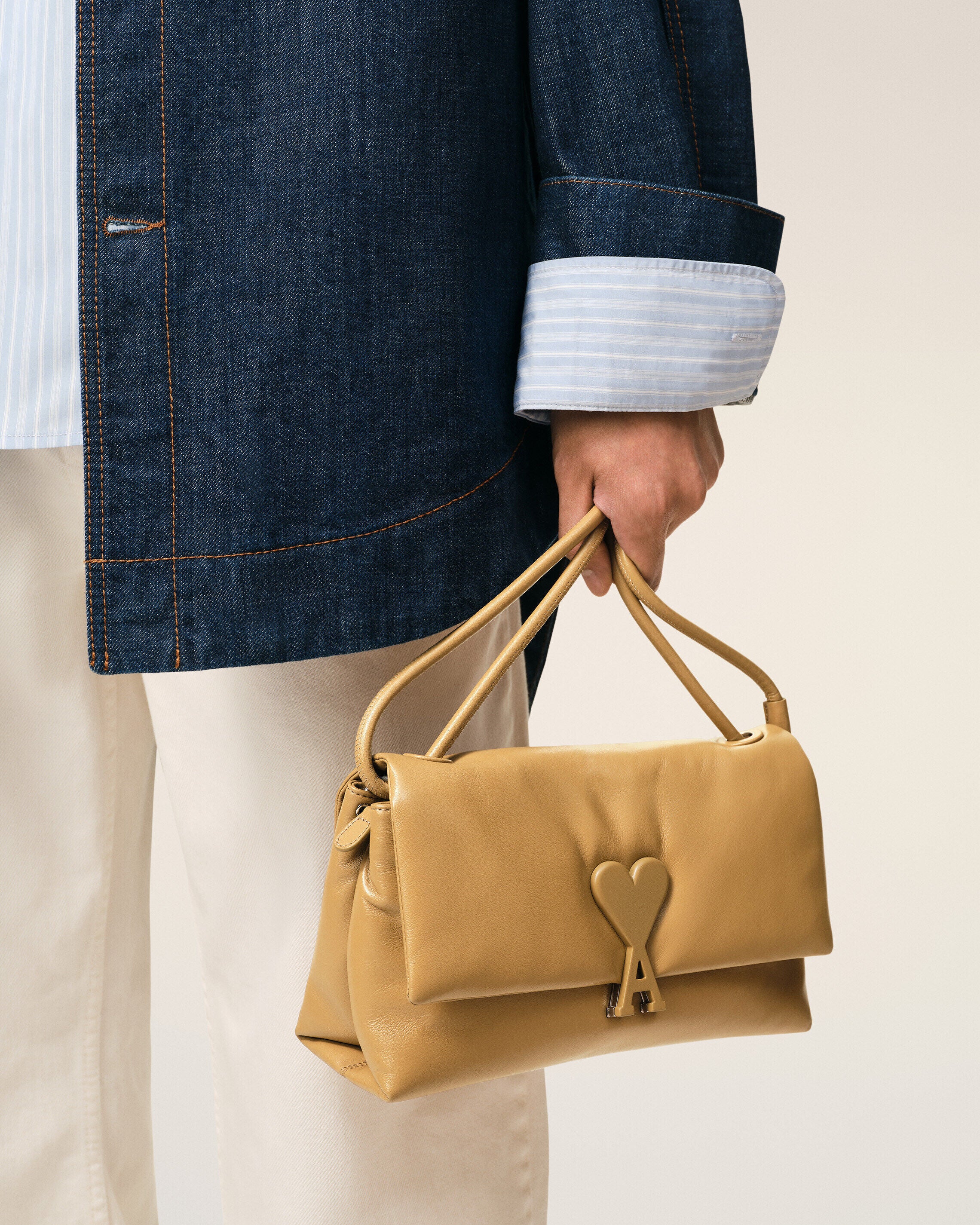 HONEY Yellow Cowhide Leather Voulez-Vous Bag | Ami Paris