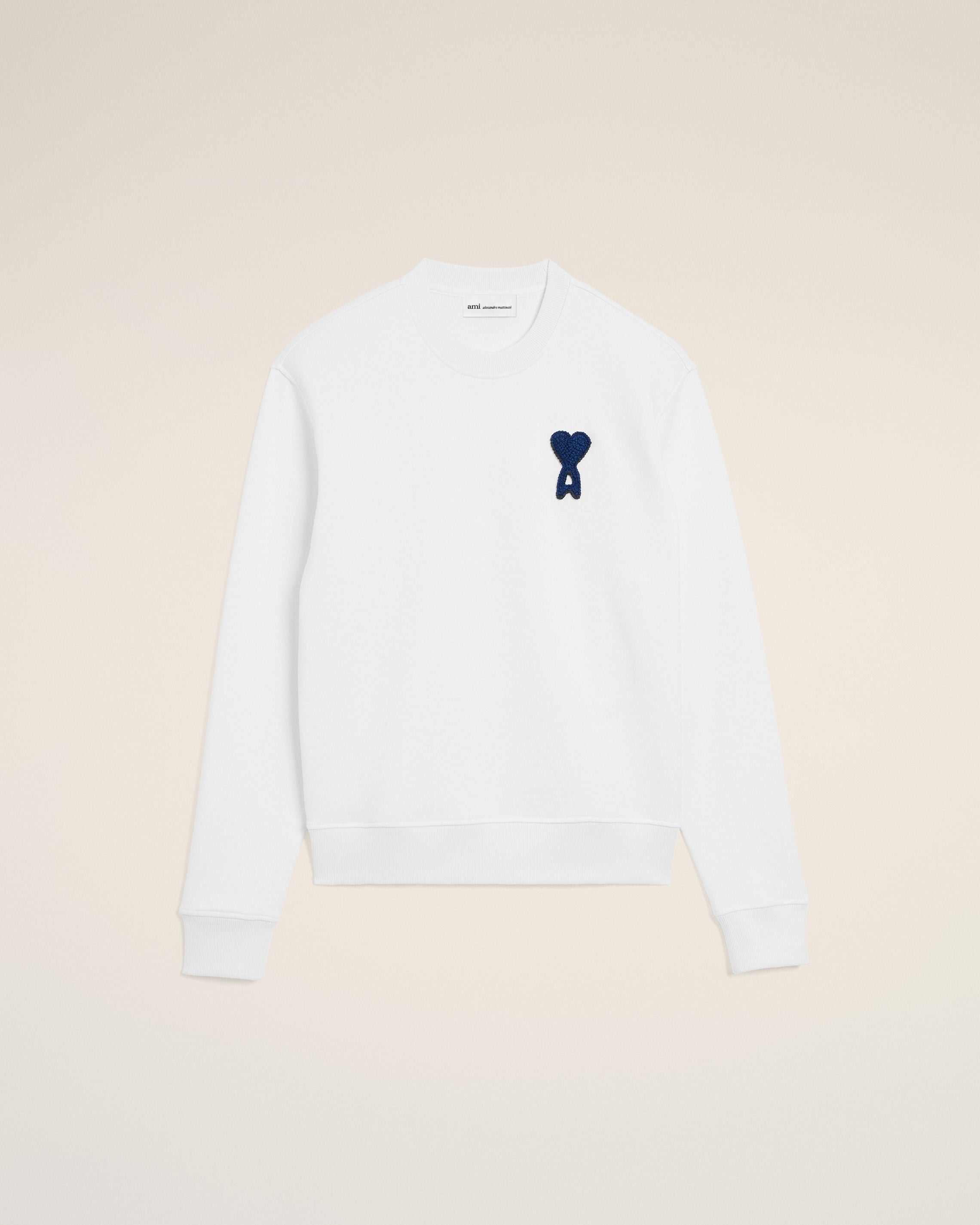 WHITE/INK White Cotton Knitted Ami De Coeur Sweatshirt | Ami Paris