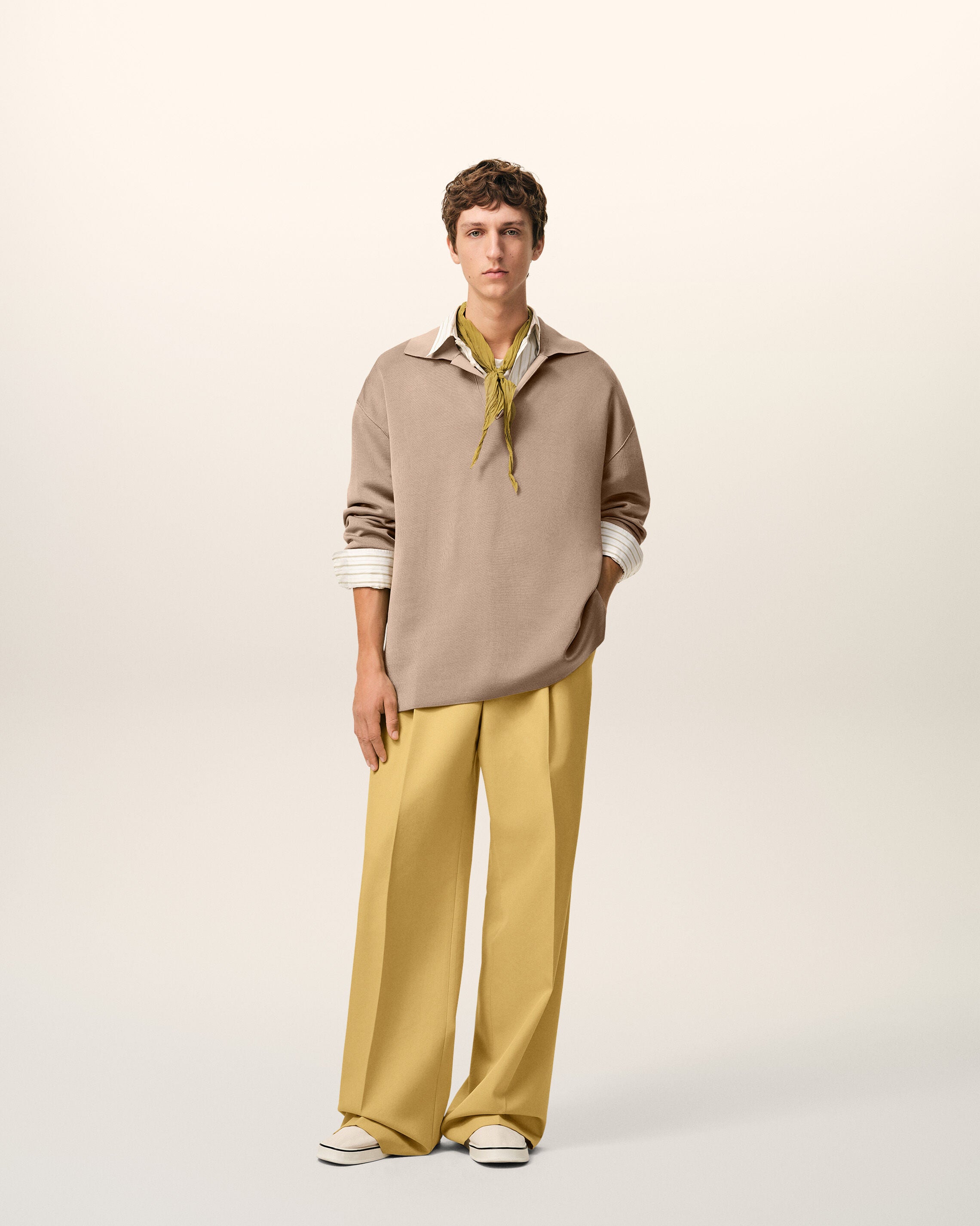 YELLOW PASTEL Yellow New Wool Low Waist Wide Trousers | Ami Paris