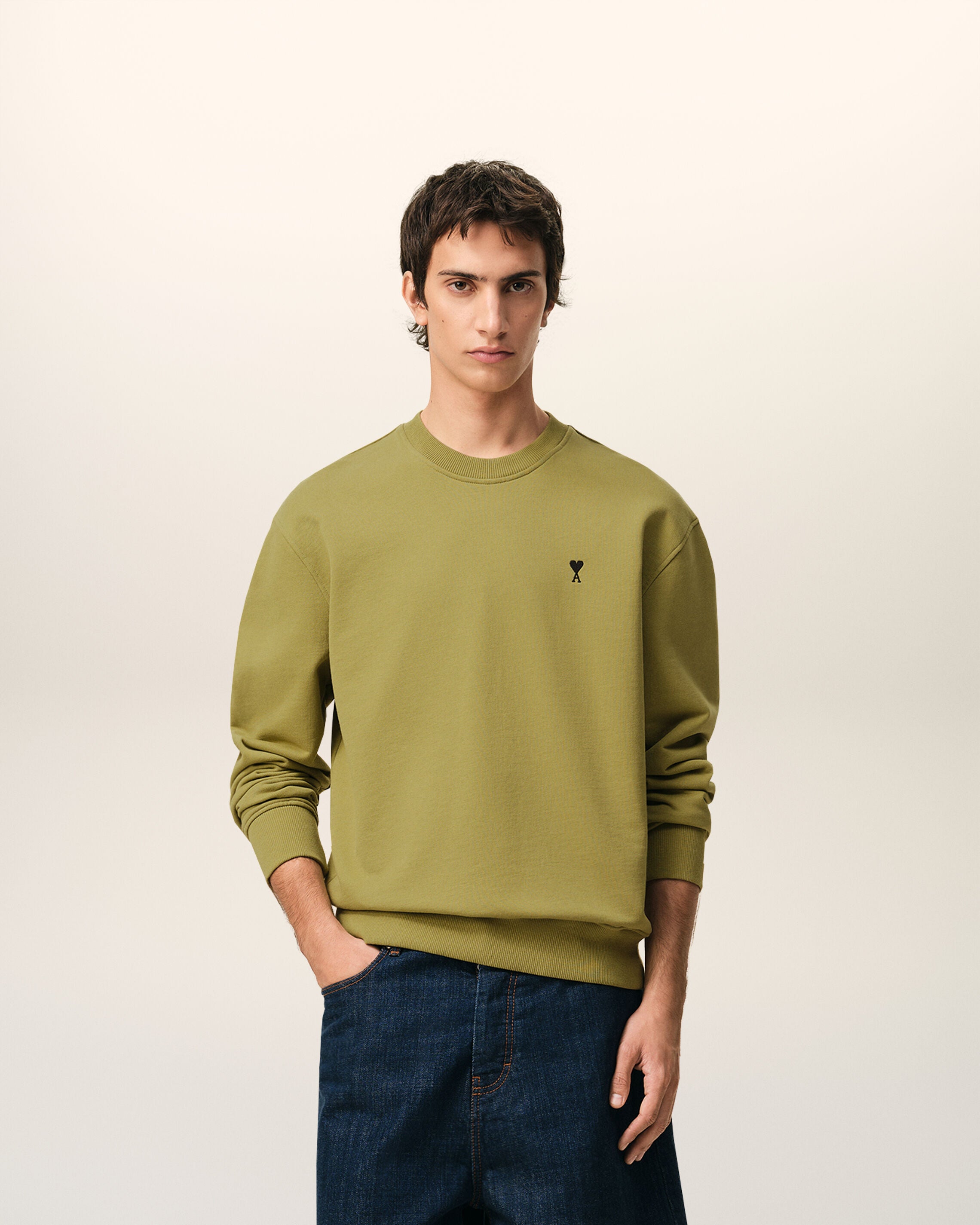 MATCHA Green Cotton Ami De Coeur Sweatshirt | Ami Paris