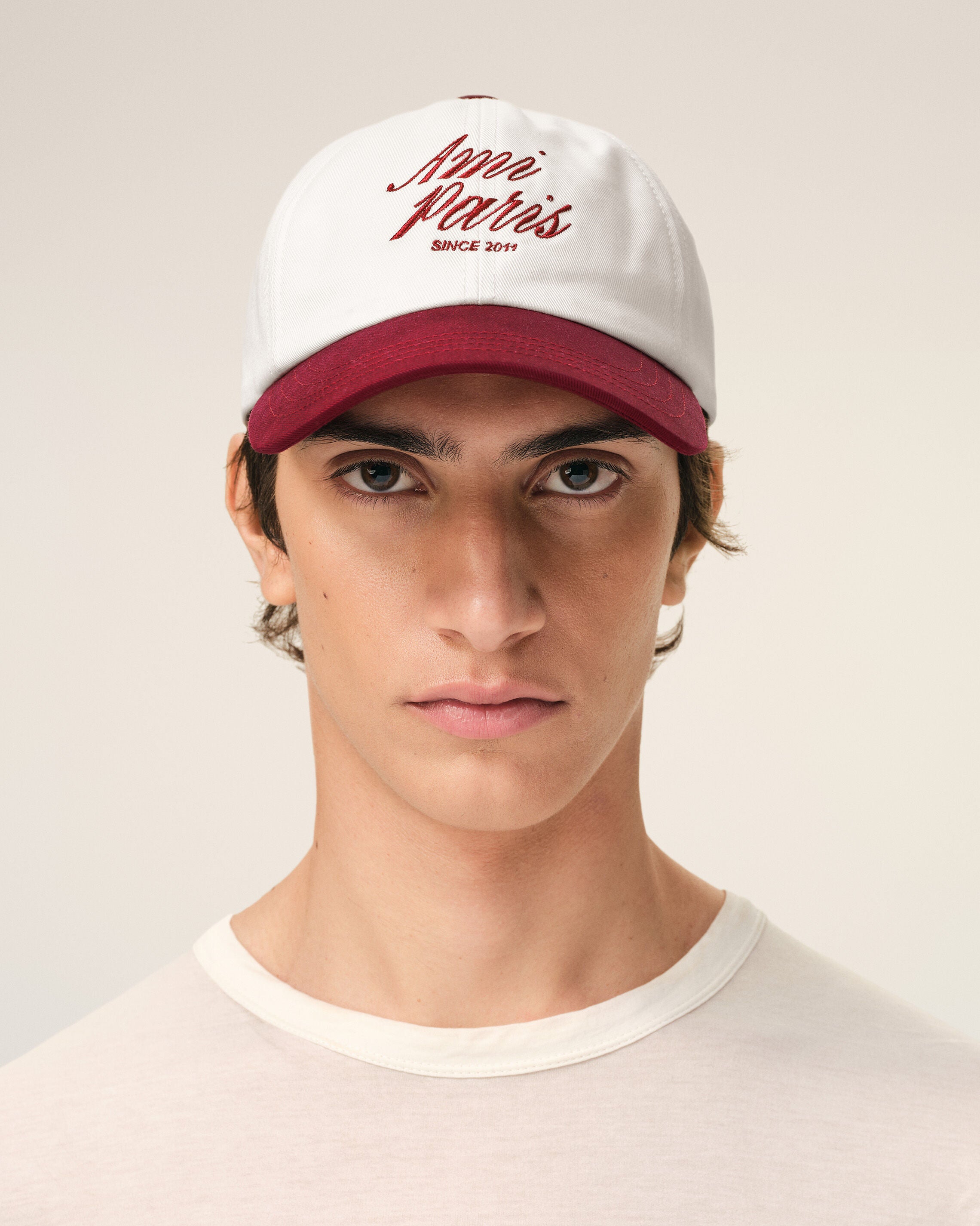 RUBIS/CREAM Red And White Bicolor Cotton Ami Paris Cap | Ami Paris