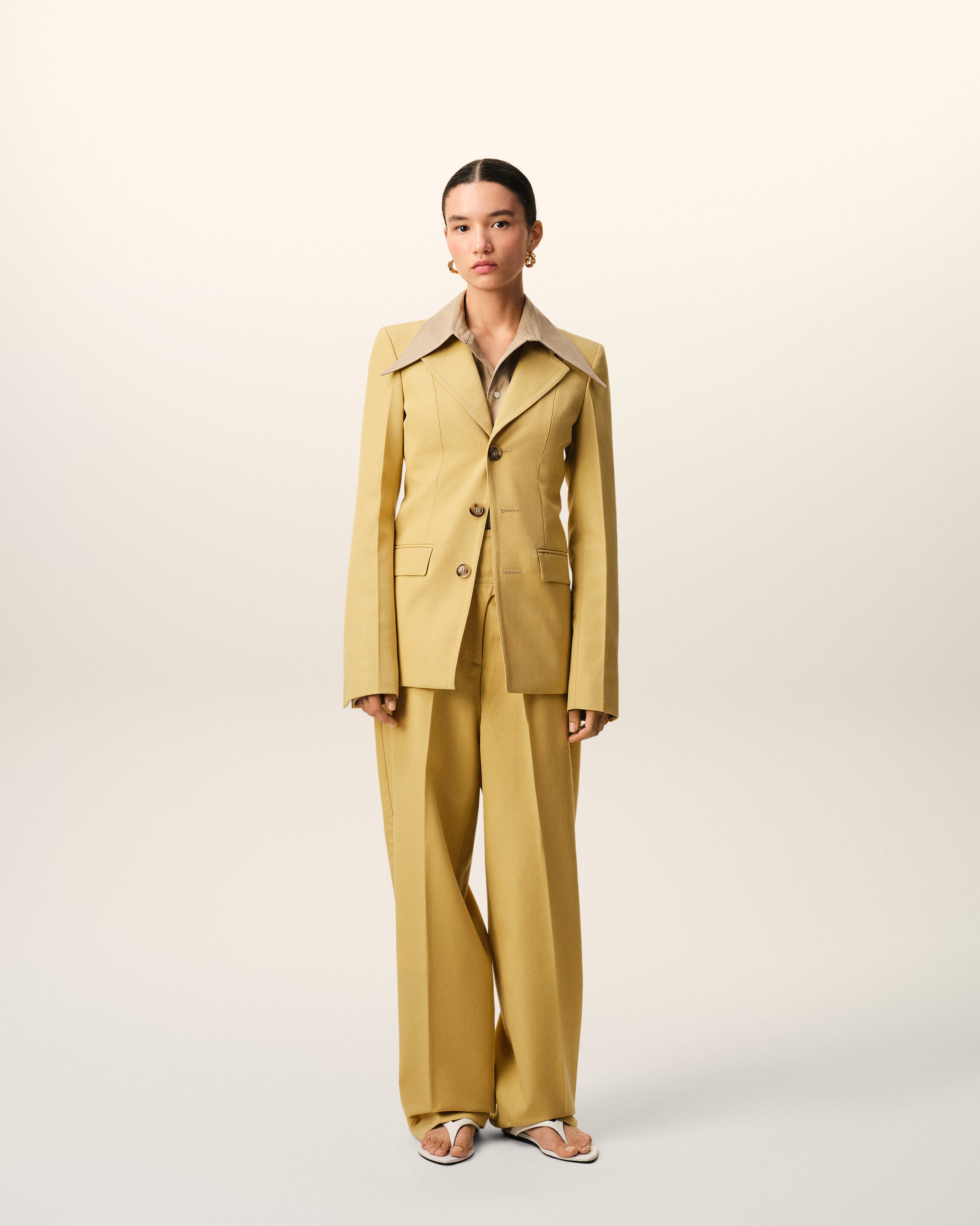 YELLOW PASTEL Yellow New Wool Single Breasted Fitted Jacket | Ami Paris