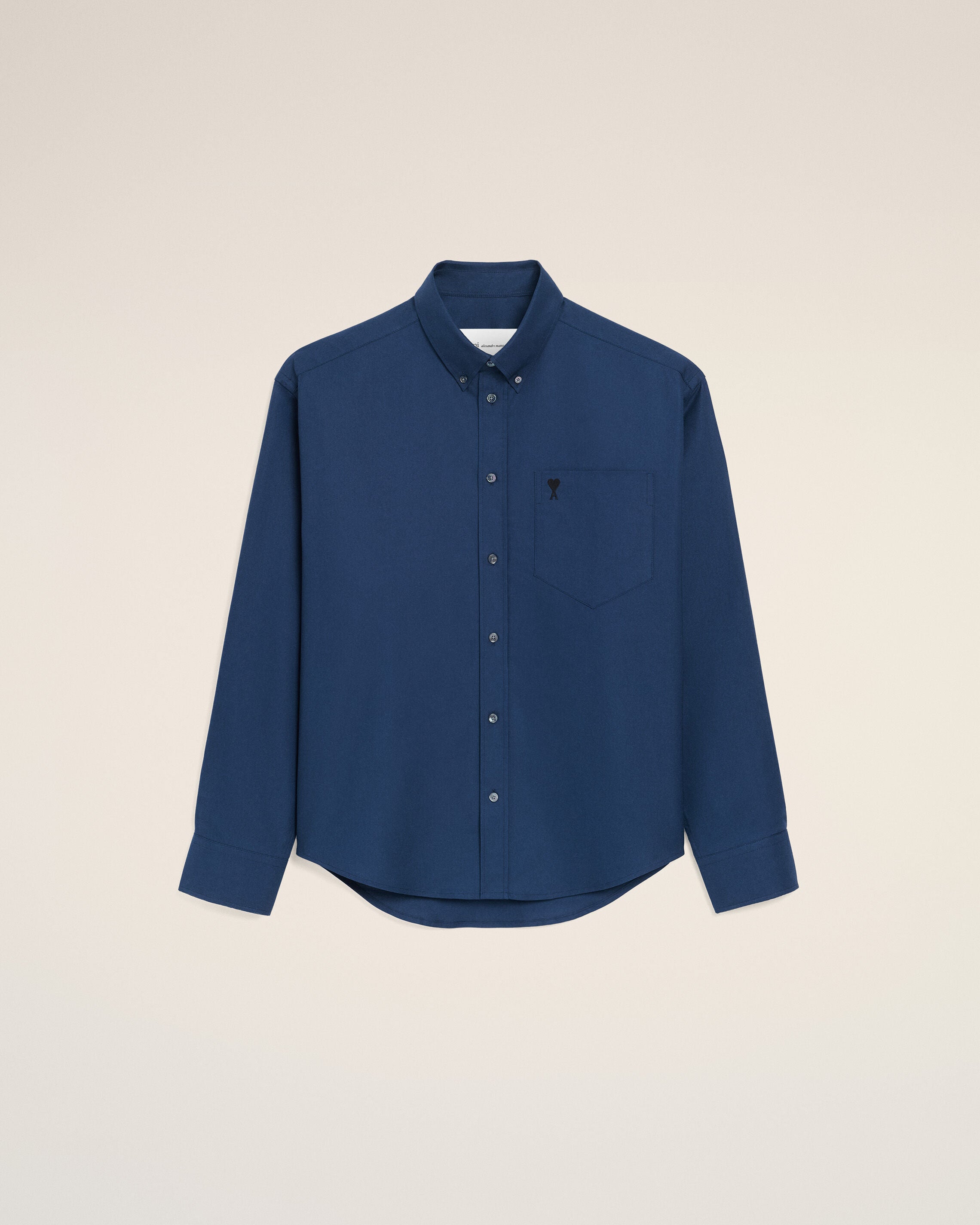 INK Blue Cotton Boxy Embroidered Ami De Coeur Shirt | Ami Paris