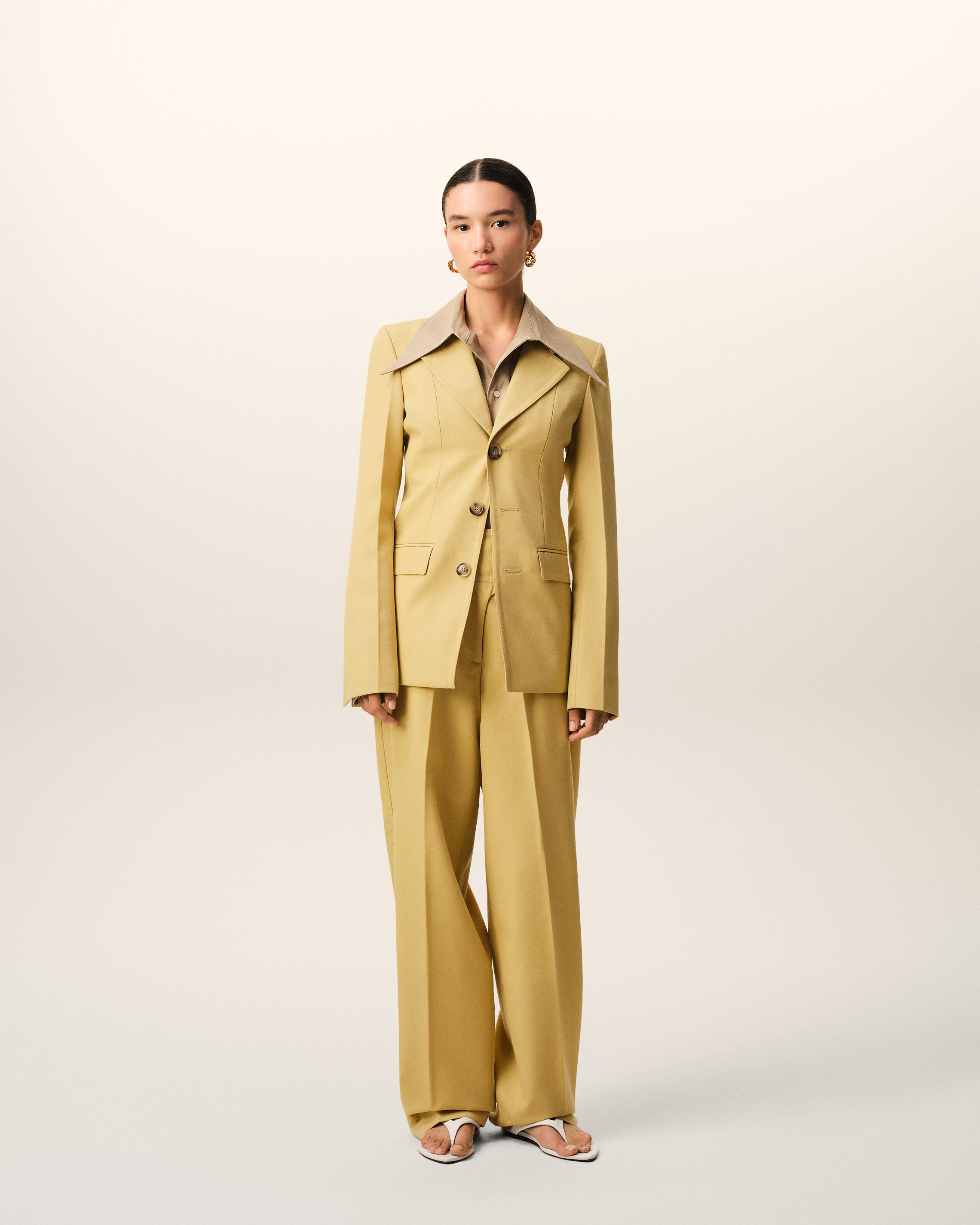 YELLOW PASTEL Yellow New Wool Wrapped Belted Trousers | Ami Paris