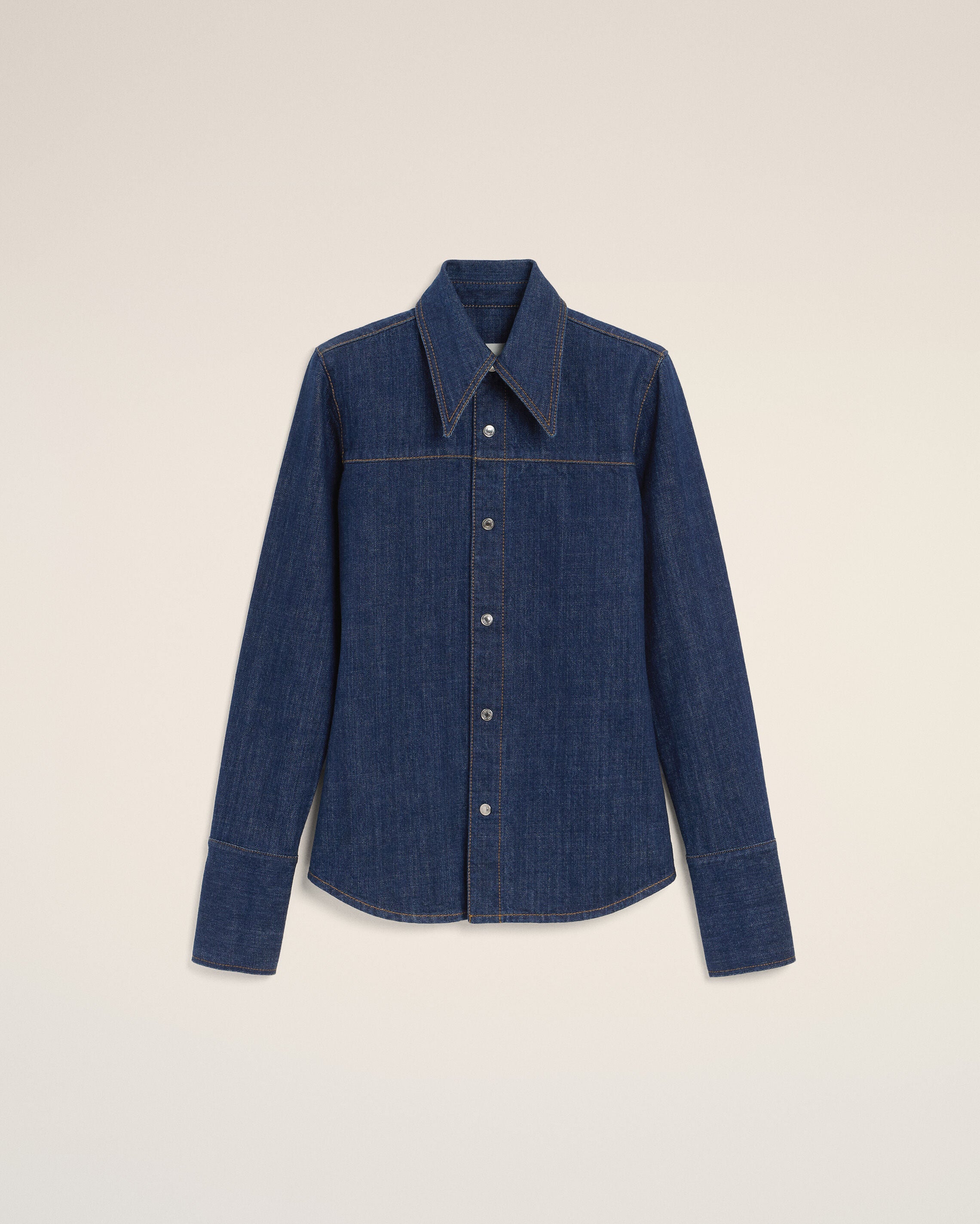 INDIGO Blue Cotton Sharp Collar Shirt | Ami Paris