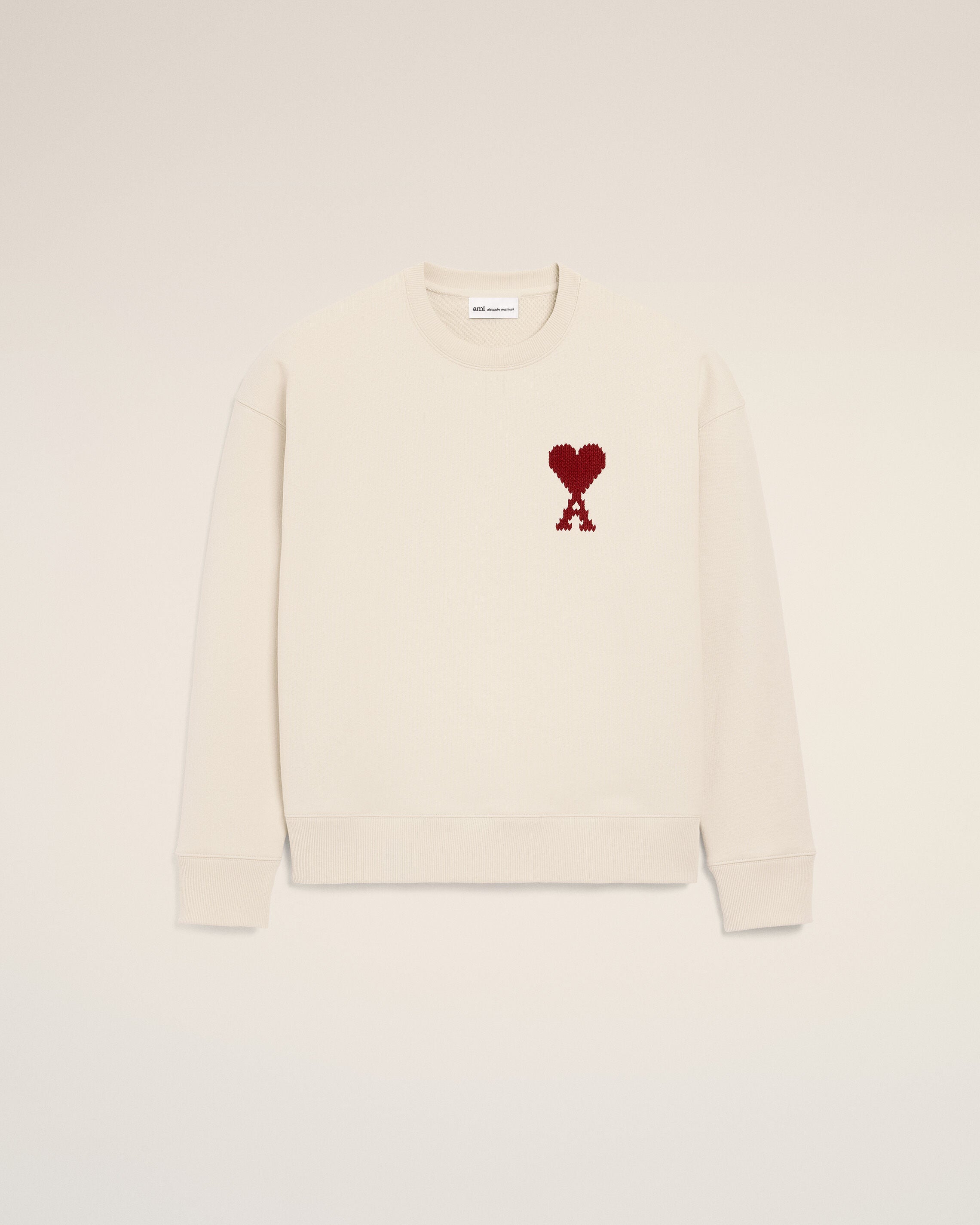 MOONLIGHT / SUNSET RED White Cotton Ami De Coeur Sweatshirt | Ami Paris