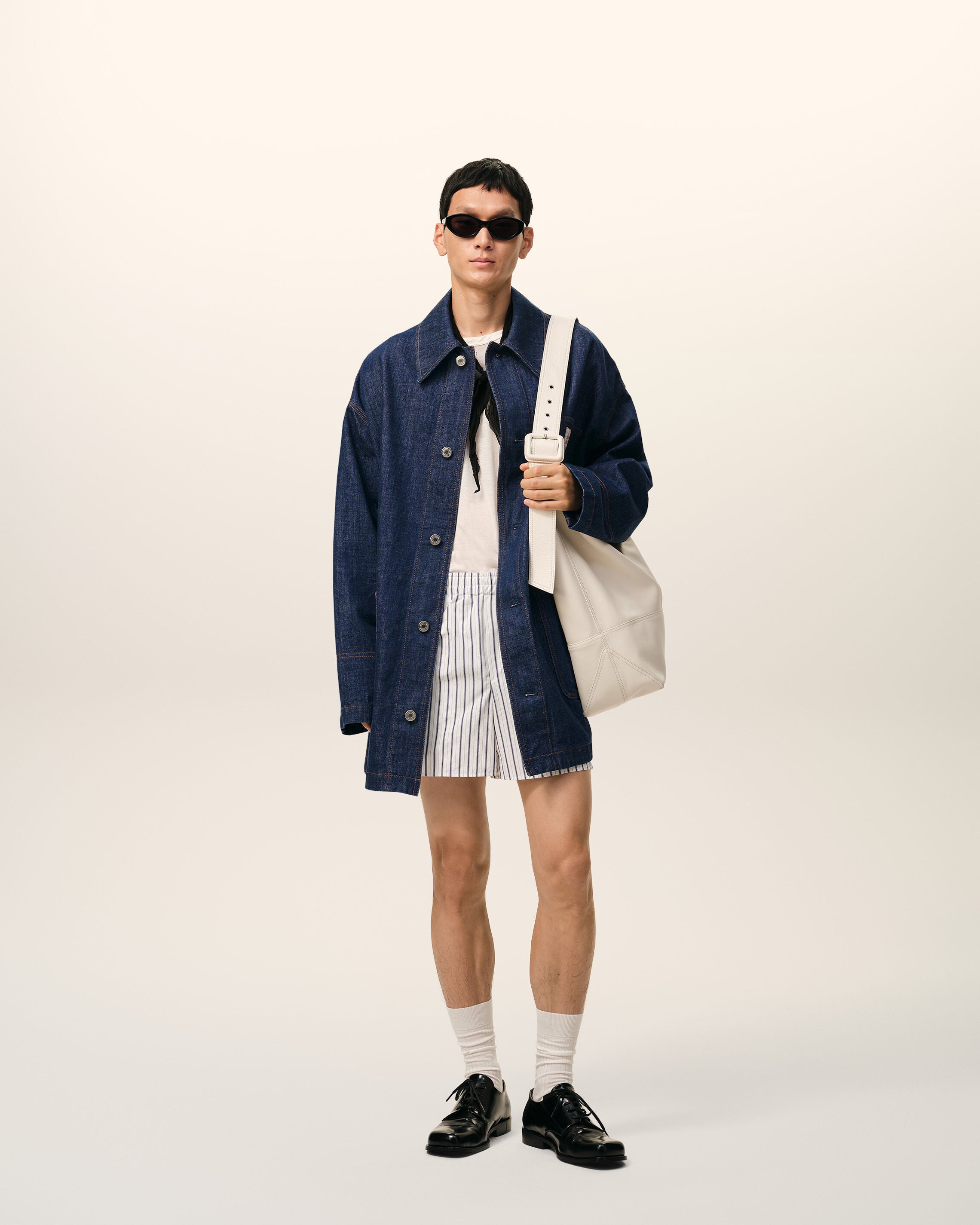 INDIGO Blue Cotton Ami Paris Heritage Label Worker Jacket | Ami Paris