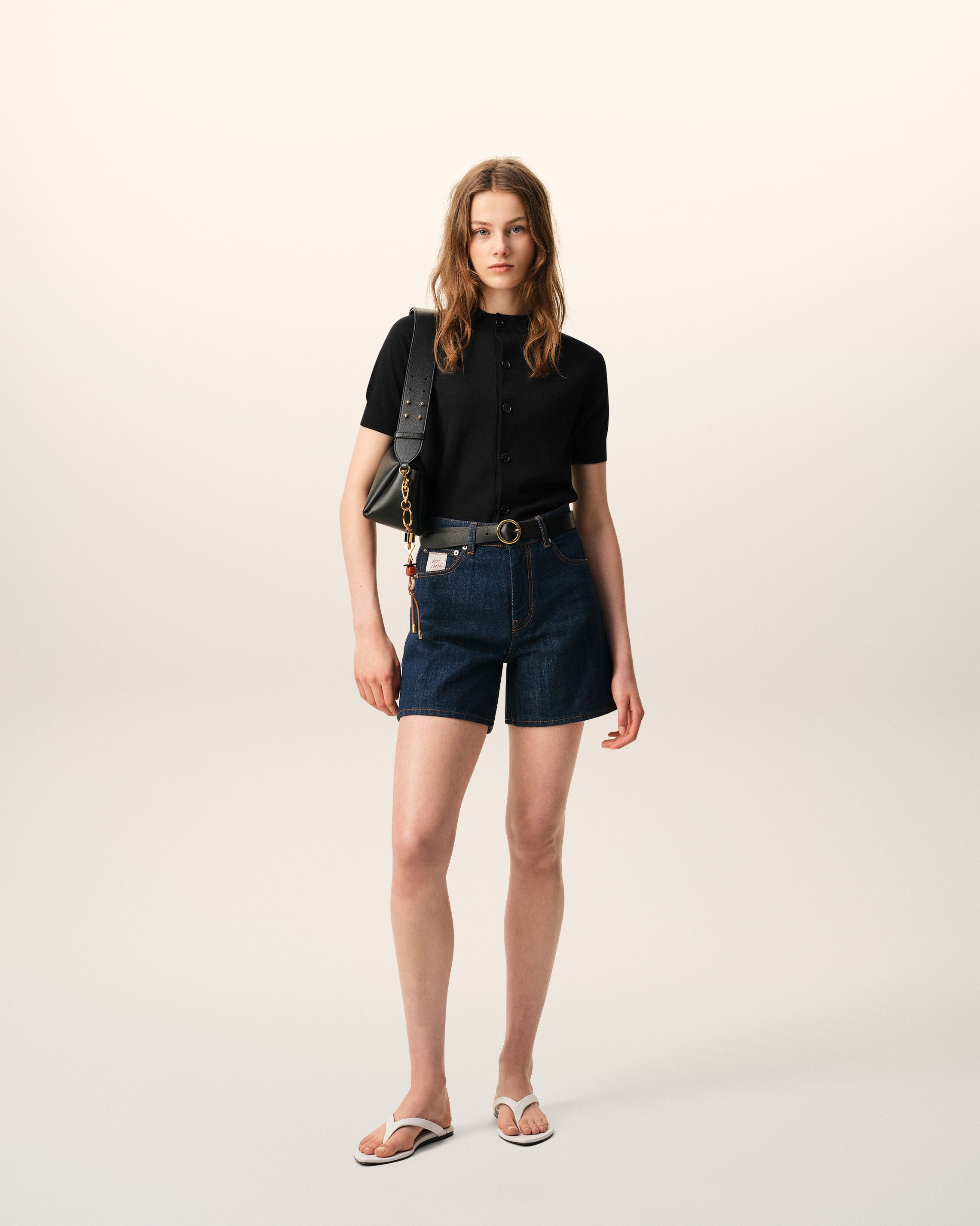 BLACK/BLACK Black Wool Short Sleeves Ami De Coeur Cardigan | Ami Paris