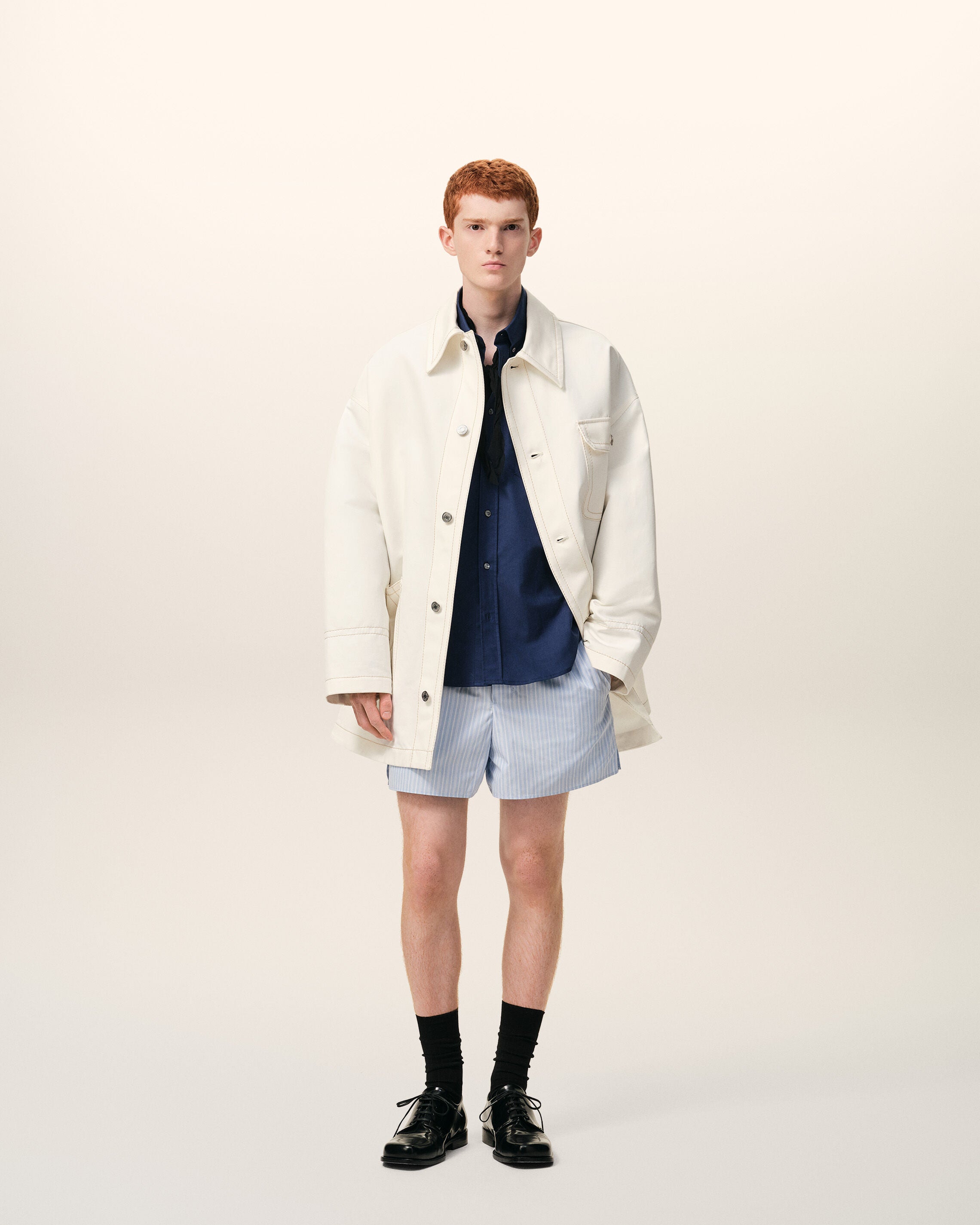 WHITE CREAM White Cotton Worker Jacket | Ami Paris