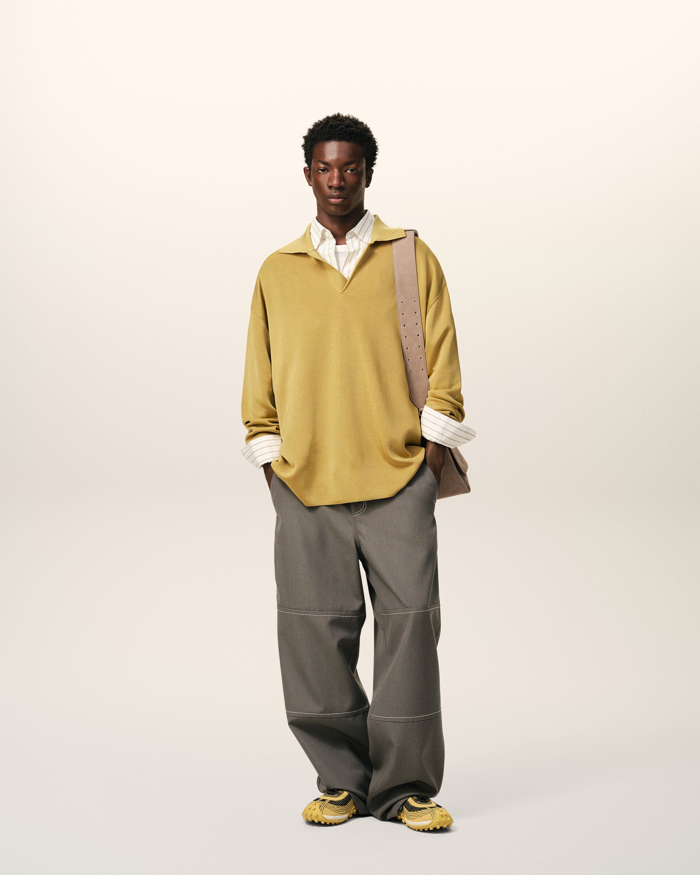 YELLOW PASTEL Yellow Wool Long Sleeves Polo | Ami Paris