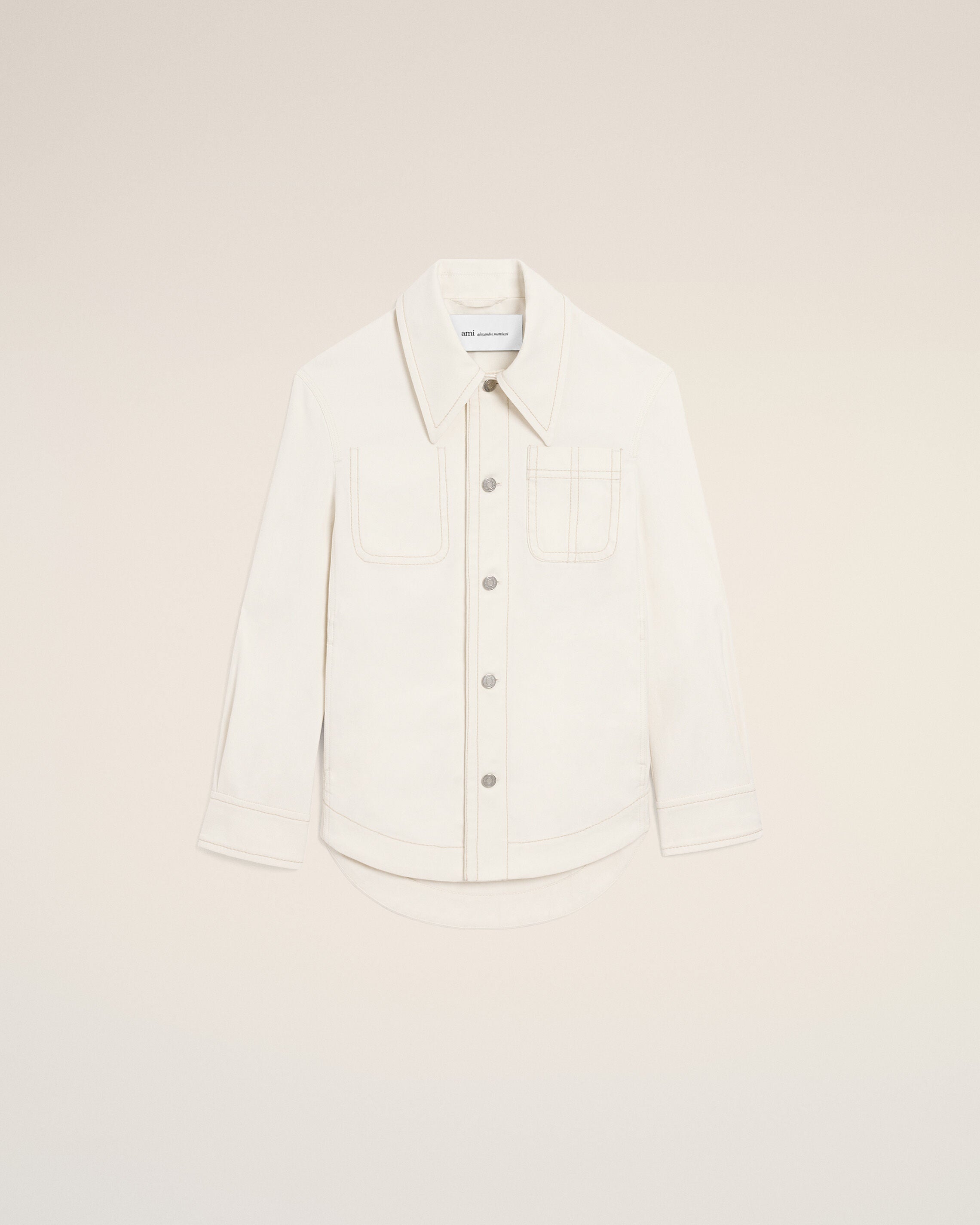 WHITE CREAM White Cotton Worker Buttoned Jacket | Ami Paris