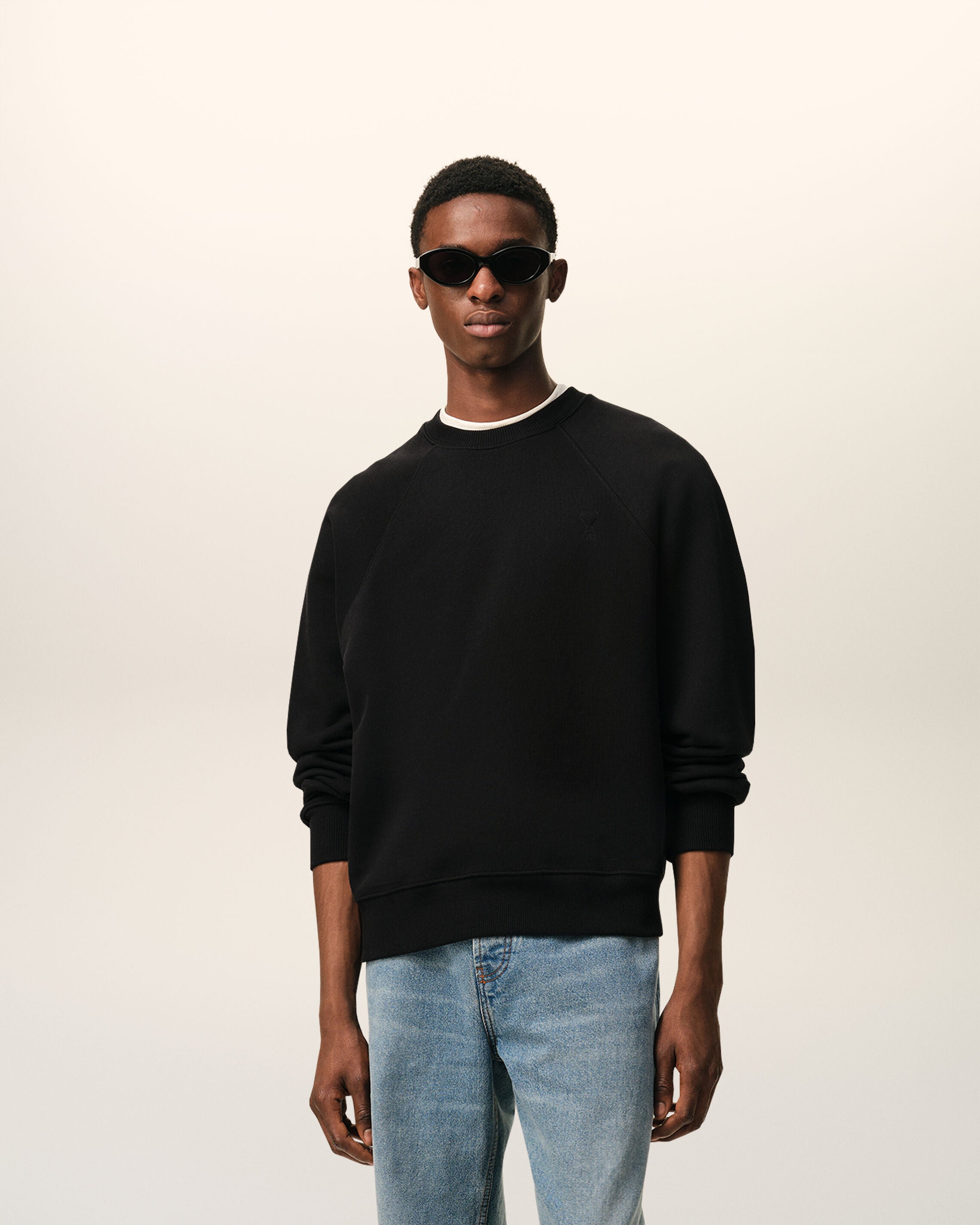 BLACK Black Cotton Ami De Coeur Sweatshirt | AMI PARIS