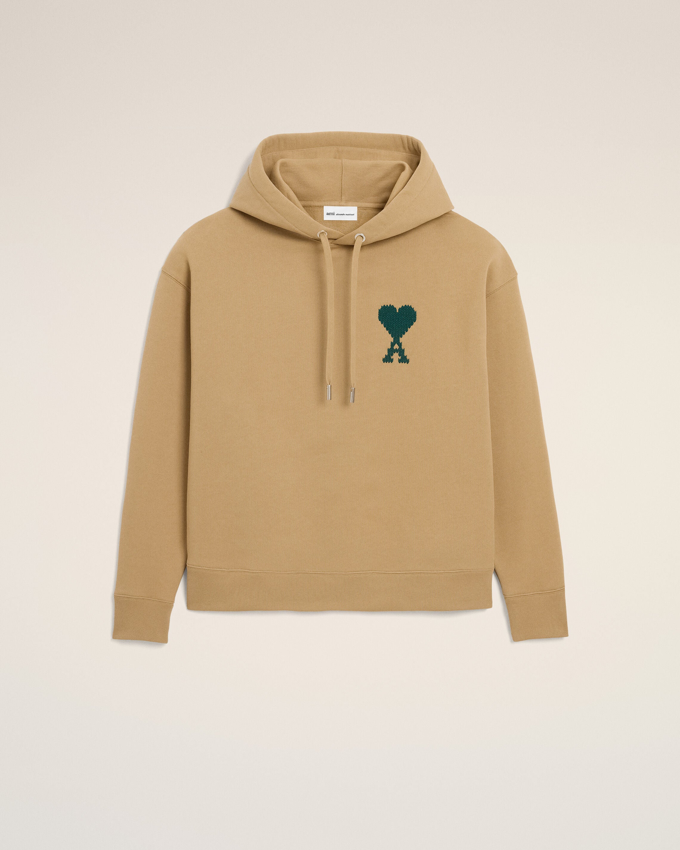 CAMEL / EVERGREEN Beige Cotton Ami De Coeur Hoodie | Ami Paris