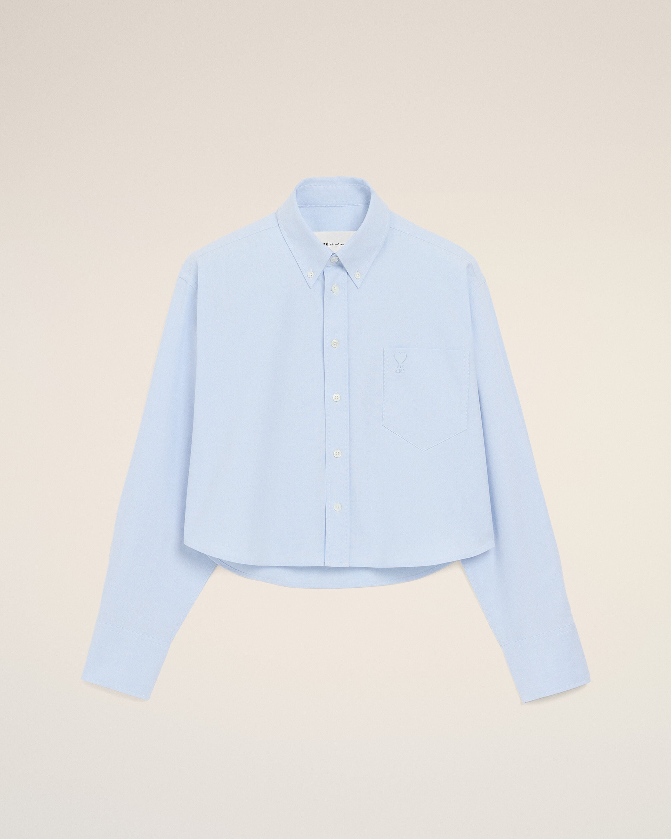 SKY BLUE Blue Cotton Ami De Coeur Cropped Oversized Shirt | AMI PARIS