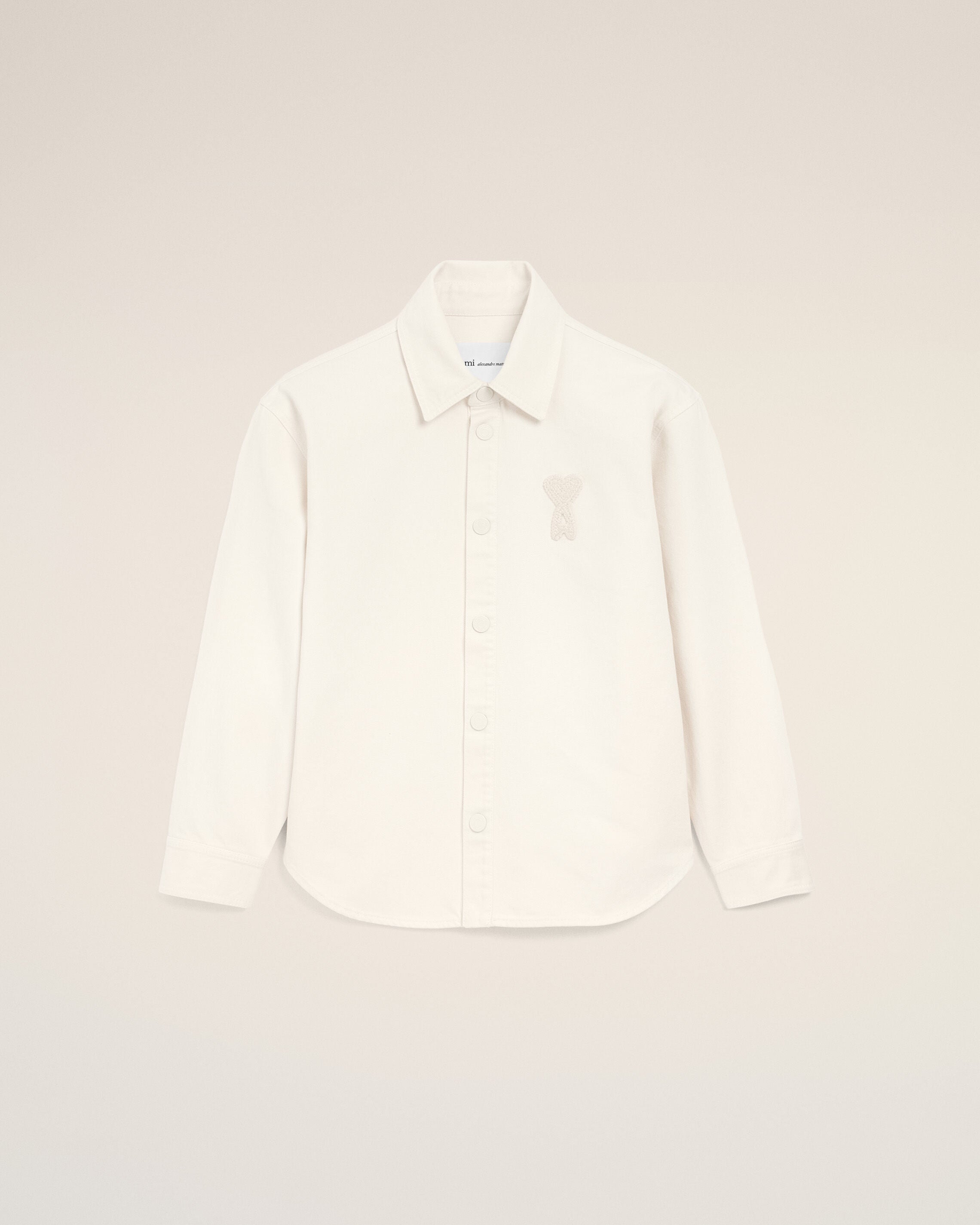 WHITE CREAM White Cotton Knitted Ami De Coeur Overshirt | Ami Paris