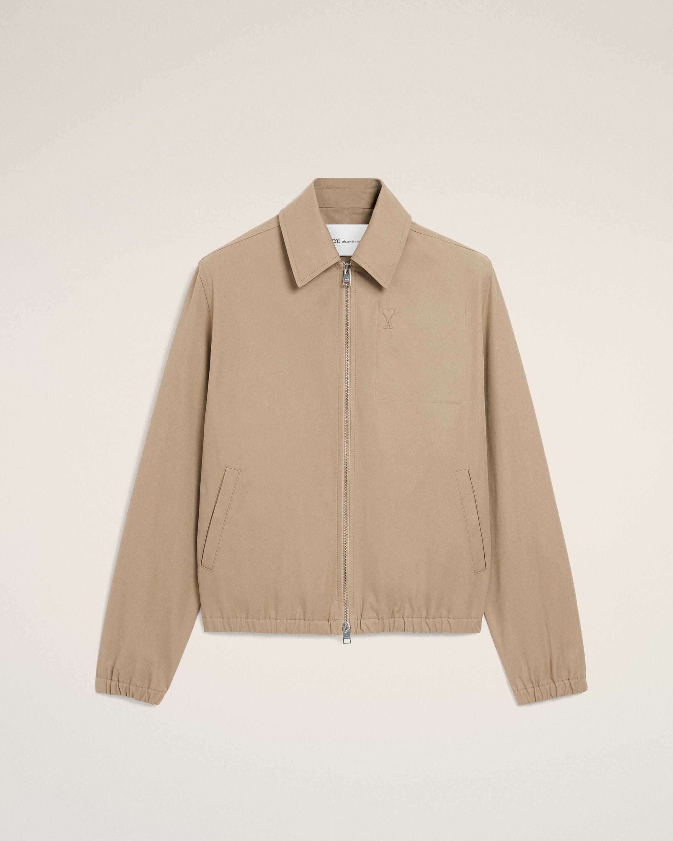TAUPE BEIGE Beige Cotton Ami De Cœur Zipped Jacket | Ami Paris